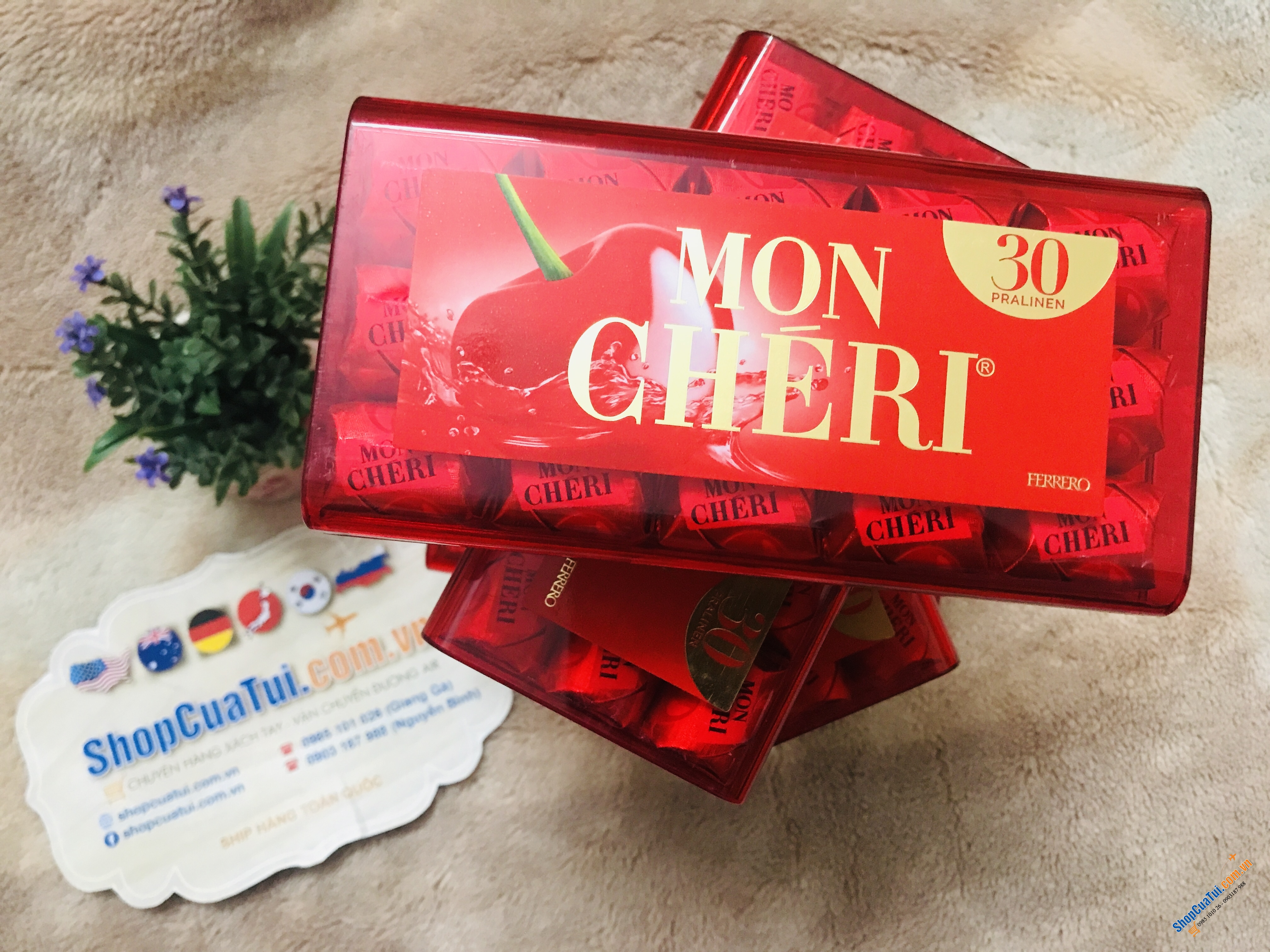 SOCOLA MON CHERI NHÂN CHERRY RƯỢU  Hộp nhựa 315g sô cô la từ Đức