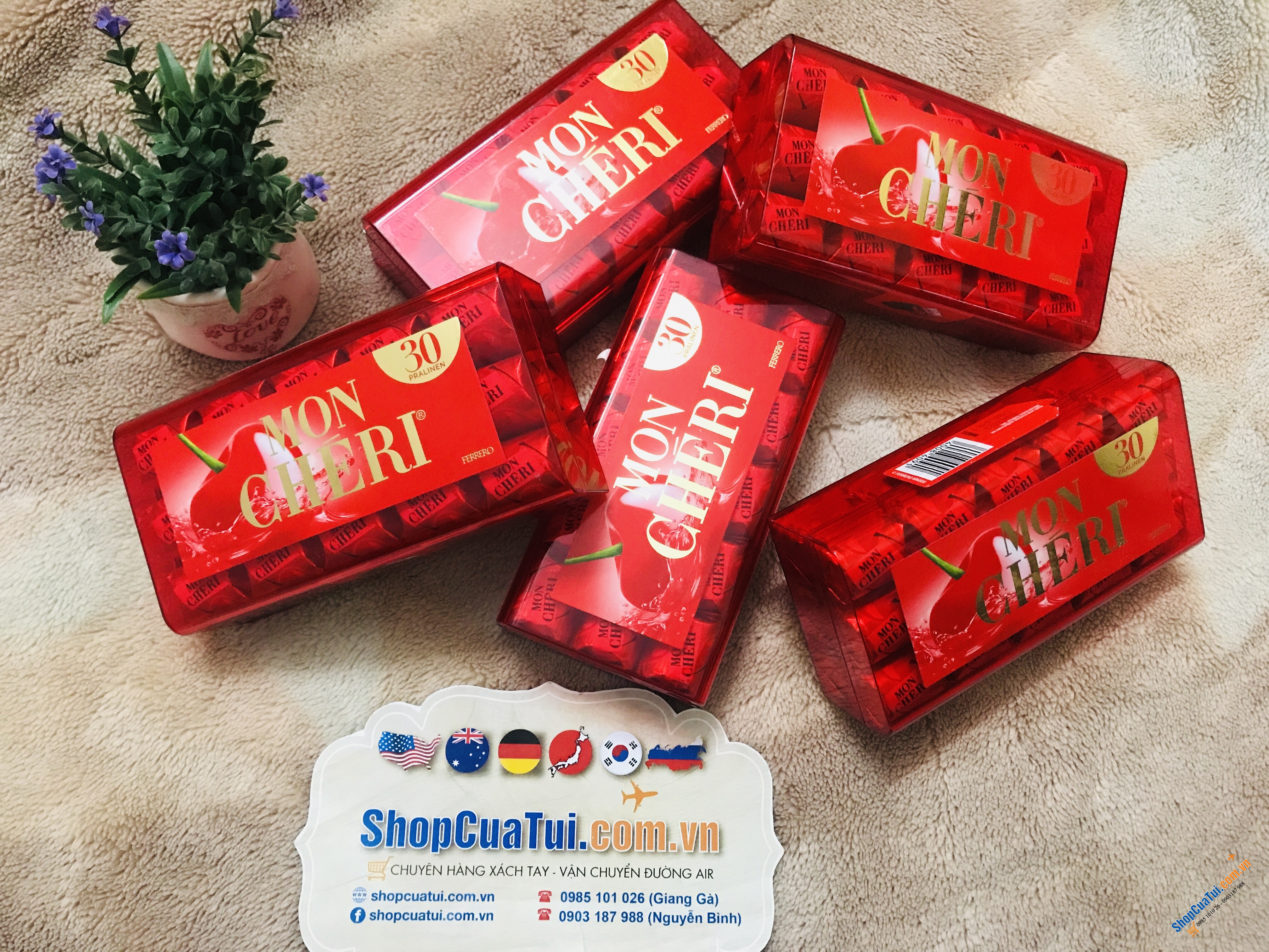 SOCOLA MON CHERI NHÂN CHERRY RƯỢU  Hộp nhựa 315g sô cô la từ Đức