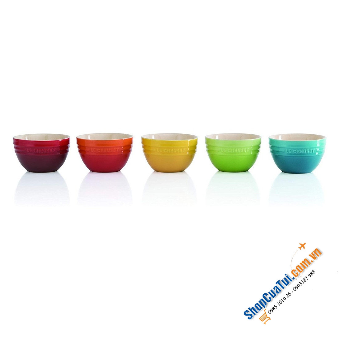 BỘ BÁT ĂN CƠM SỨ LE CREUSET RAINBOW RICE BOWL 10cm, sét 5 CHIẾC Cầu vồng