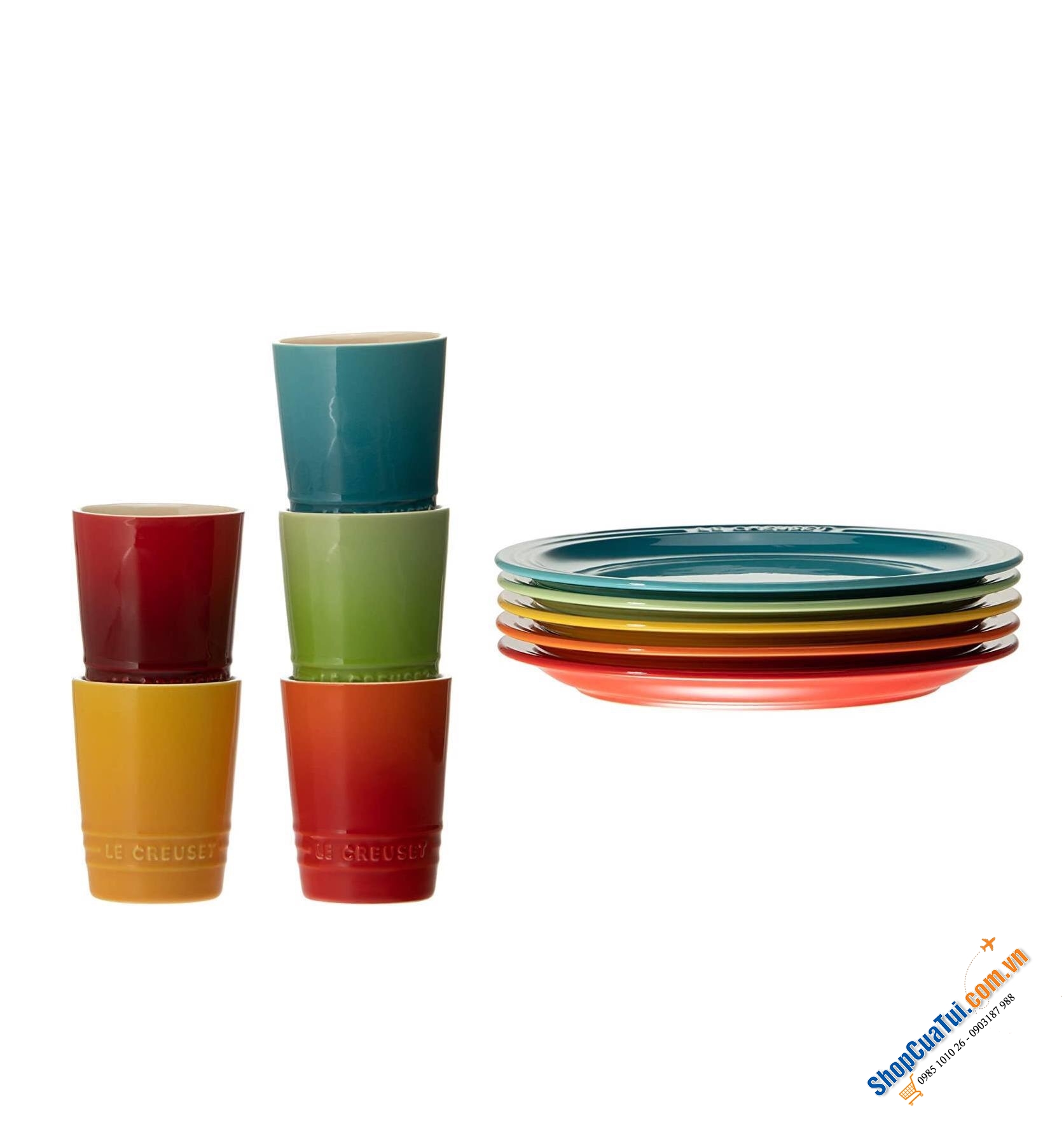 Set 05 cốc màu cầu vồng Le Creuset Tumbler Rainbow 240ml 5 PCs cups