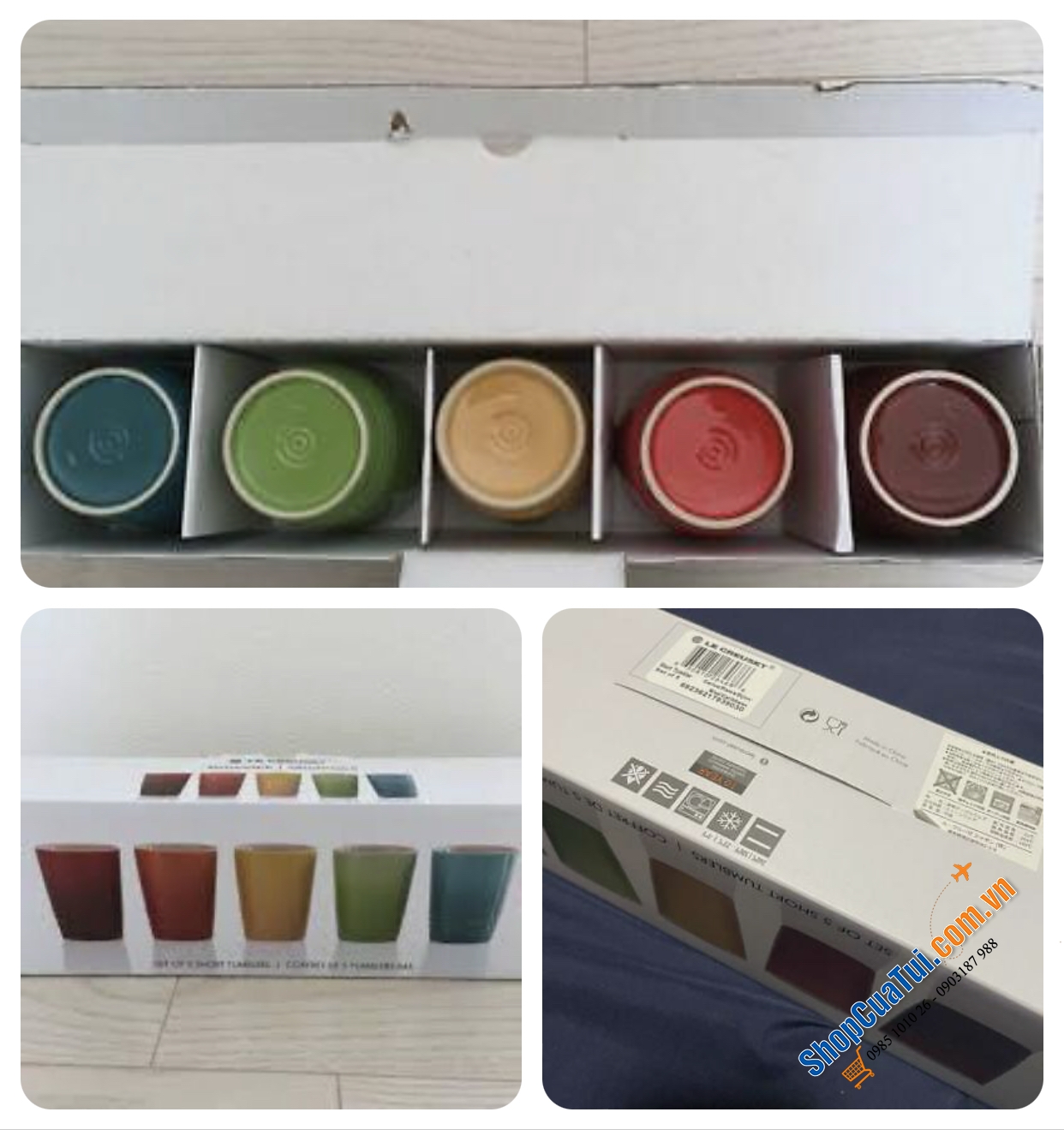 Set 05 cốc màu cầu vồng Le Creuset Tumbler Rainbow 240ml 5 PCs cups