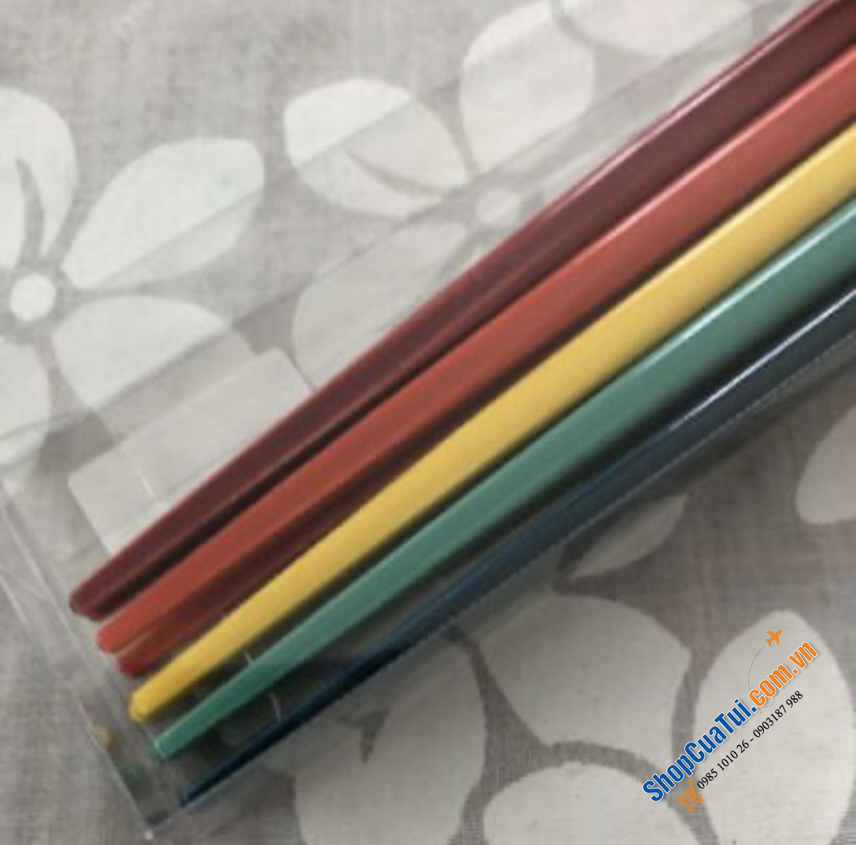 Sét đũa cầu vồng 5 đôi Le Creuset được làm bằng tre - Le Creuset chopsticks 5 set Solid Rainbow Color Made in Japan Collection New