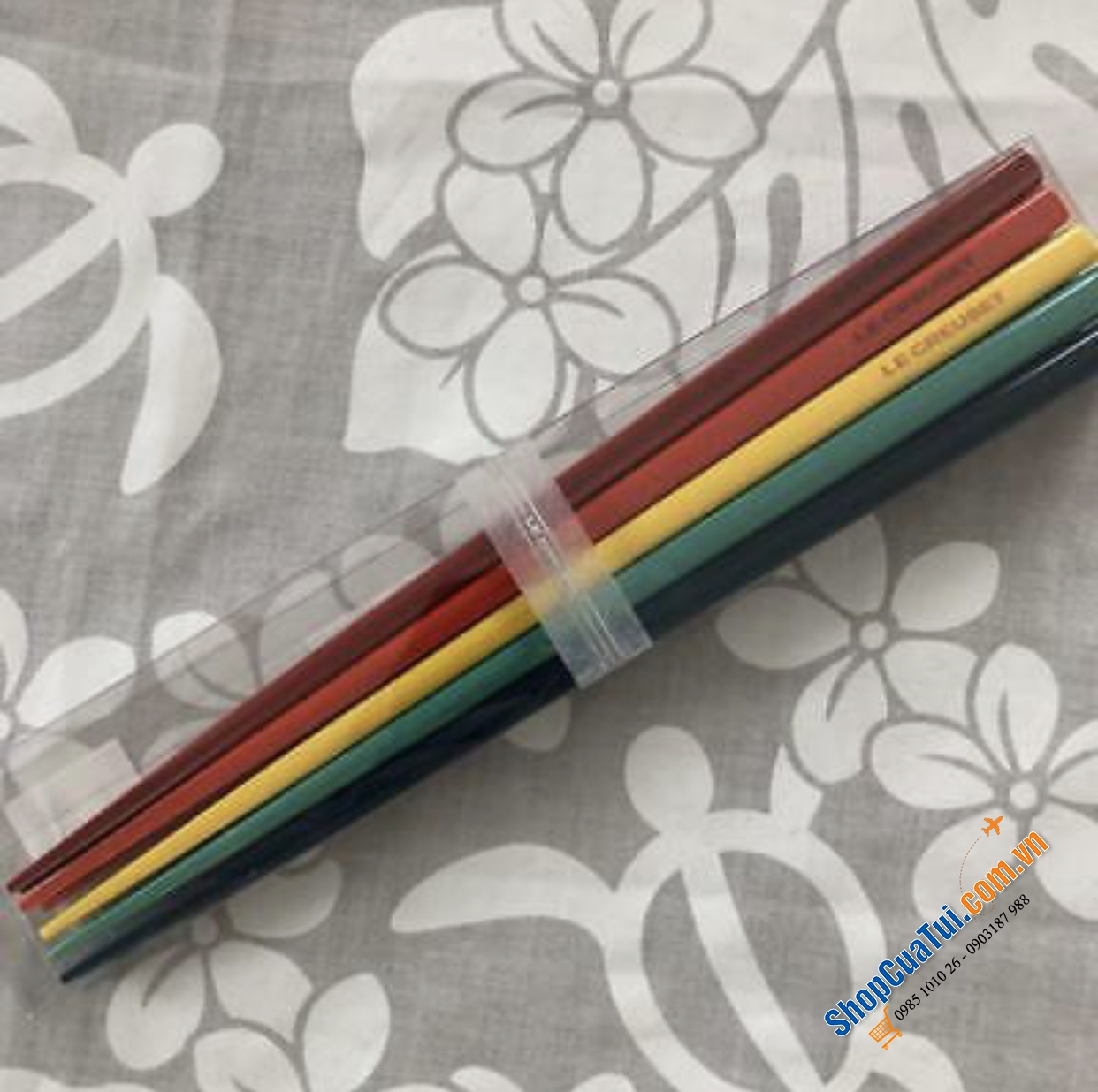 Sét đũa cầu vồng 5 đôi Le Creuset được làm bằng tre - Le Creuset chopsticks 5 set Solid Rainbow Color Made in Japan Collection New