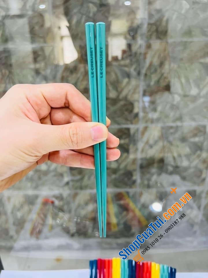 Sét đũa cầu vồng 5 đôi Le Creuset được làm bằng tre - Le Creuset chopsticks 5 set Solid Rainbow Color Made in Japan Collection New