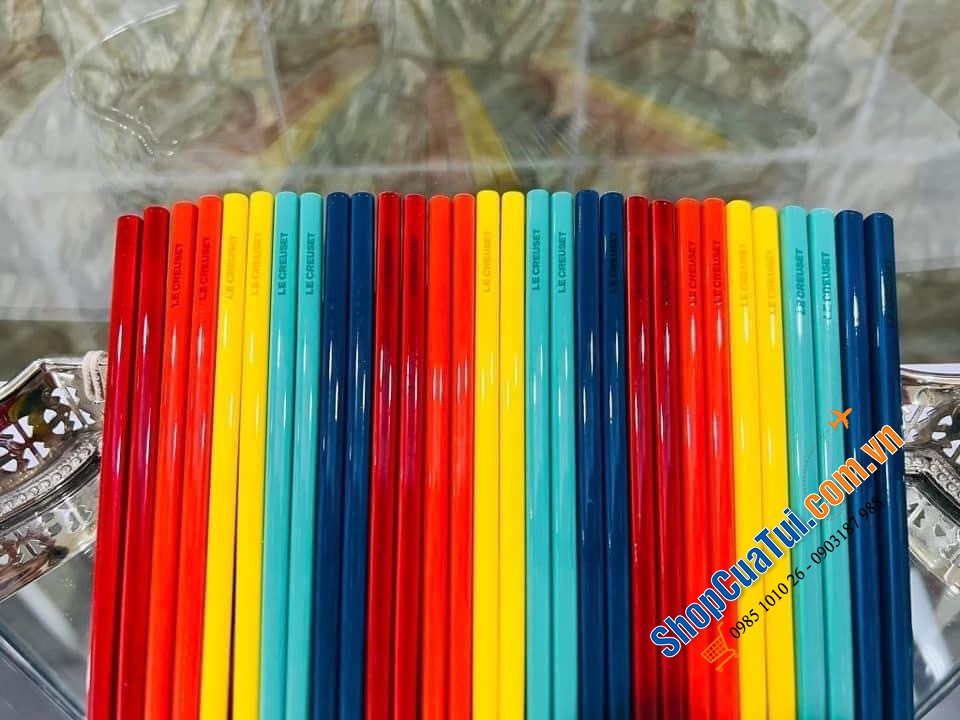 Sét đũa cầu vồng 5 đôi Le Creuset được làm bằng tre - Le Creuset chopsticks 5 set Solid Rainbow Color Made in Japan Collection New