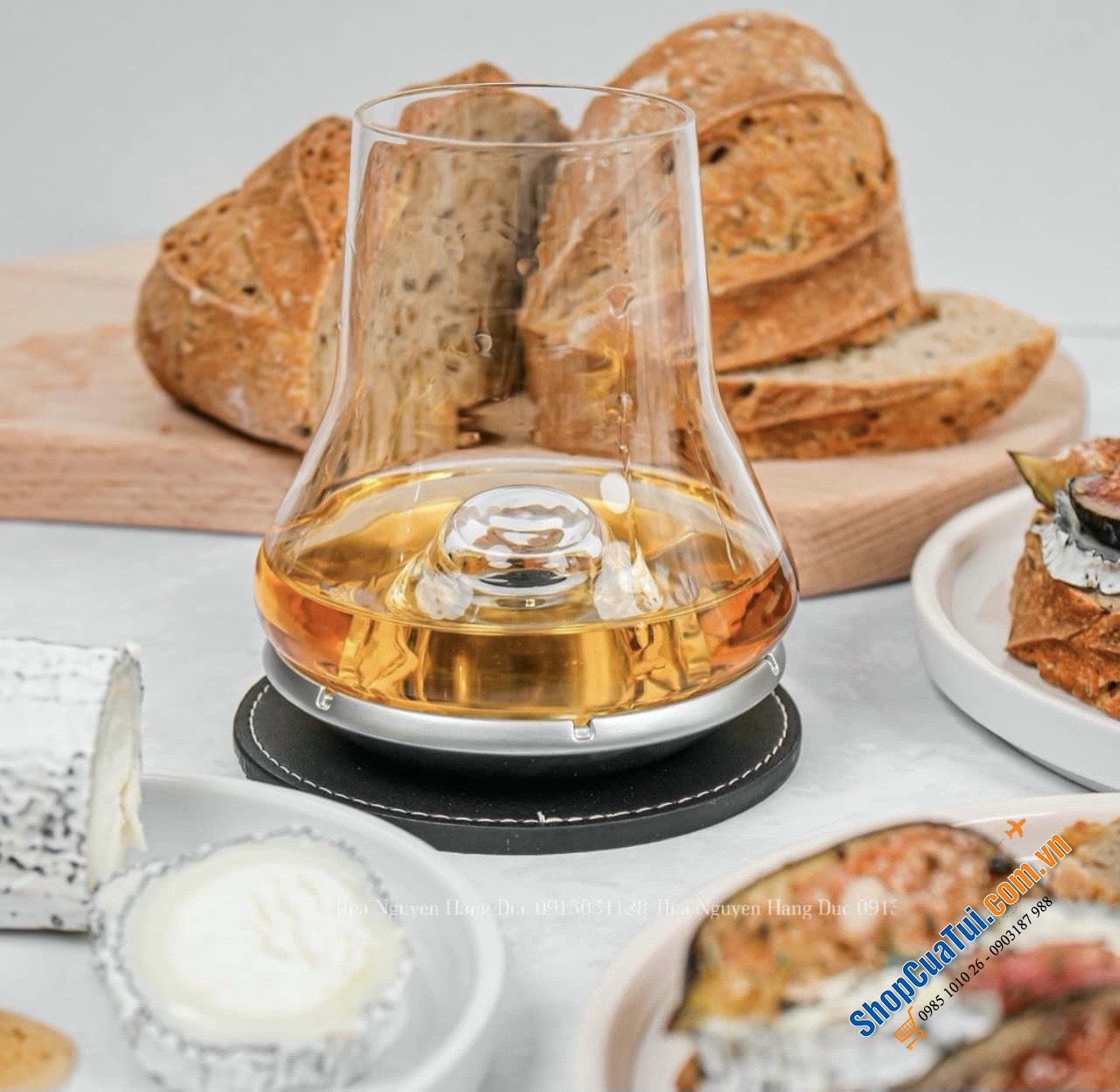 Set 2 ly whisky có đế làm lạnh, lót da thủ công PEUGEOT 266196 MADE IN FRANCE siêu xịn, đẹp từ vỏ hộp - Peugeot Impitoyable Whisky Glass, Tasting Set