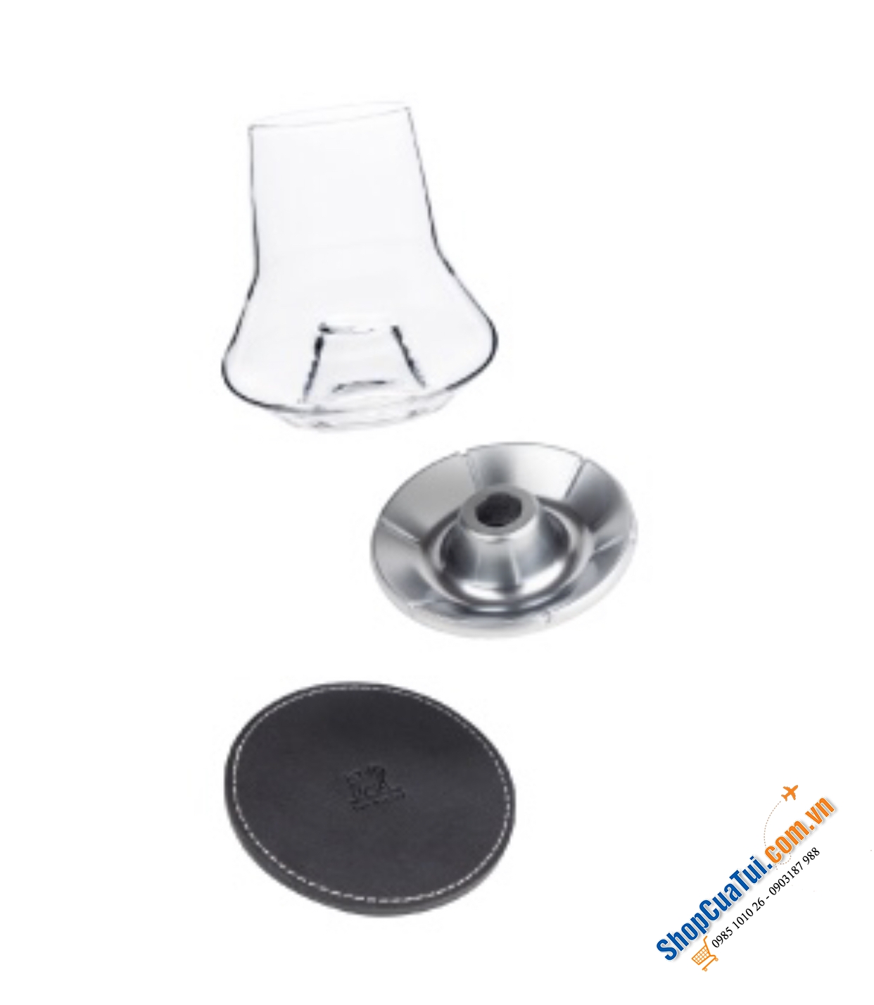 Set 2 ly whisky có đế làm lạnh, lót da thủ công PEUGEOT 266196 MADE IN FRANCE siêu xịn, đẹp từ vỏ hộp - Peugeot Impitoyable Whisky Glass, Tasting Set