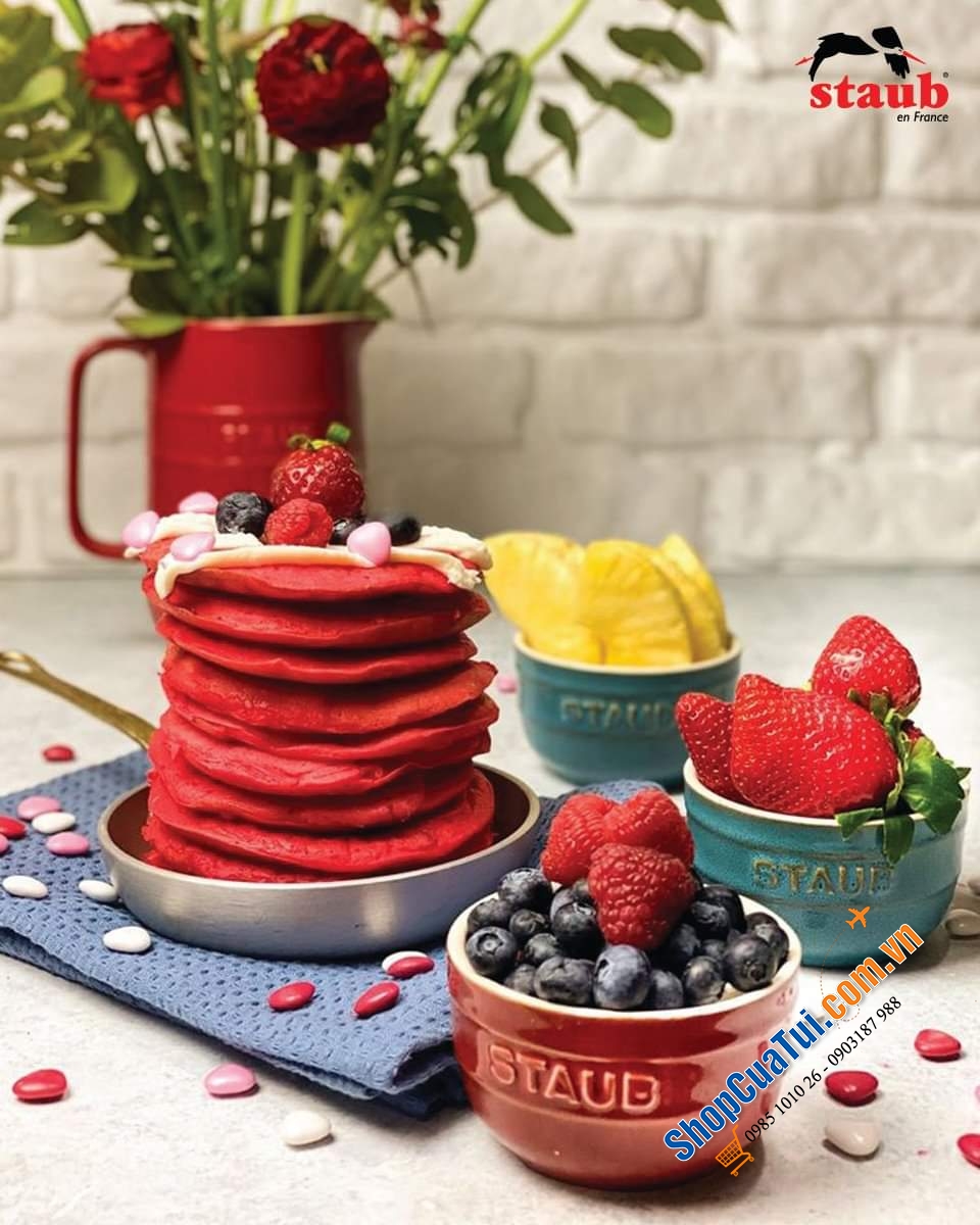 SET 4 BÁT ĂN STAUB - KÈM HỘP CHÍNH HÃNG TẶNG - 12cm, kết hợp 4 màu xanh, đỏ, trắng, xám