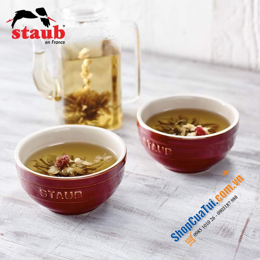 SET 4 BÁT ĂN STAUB - KÈM HỘP CHÍNH HÃNG TẶNG - 12cm, kết hợp 4 màu xanh, đỏ, trắng, xám