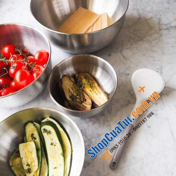 Sét 4 âu inox Joseph Joseph 95025 Prep&Store Bowl Set Steel, có nắp đậy riêng, dễ dàng chế biến thức ăn rồi cất gọn