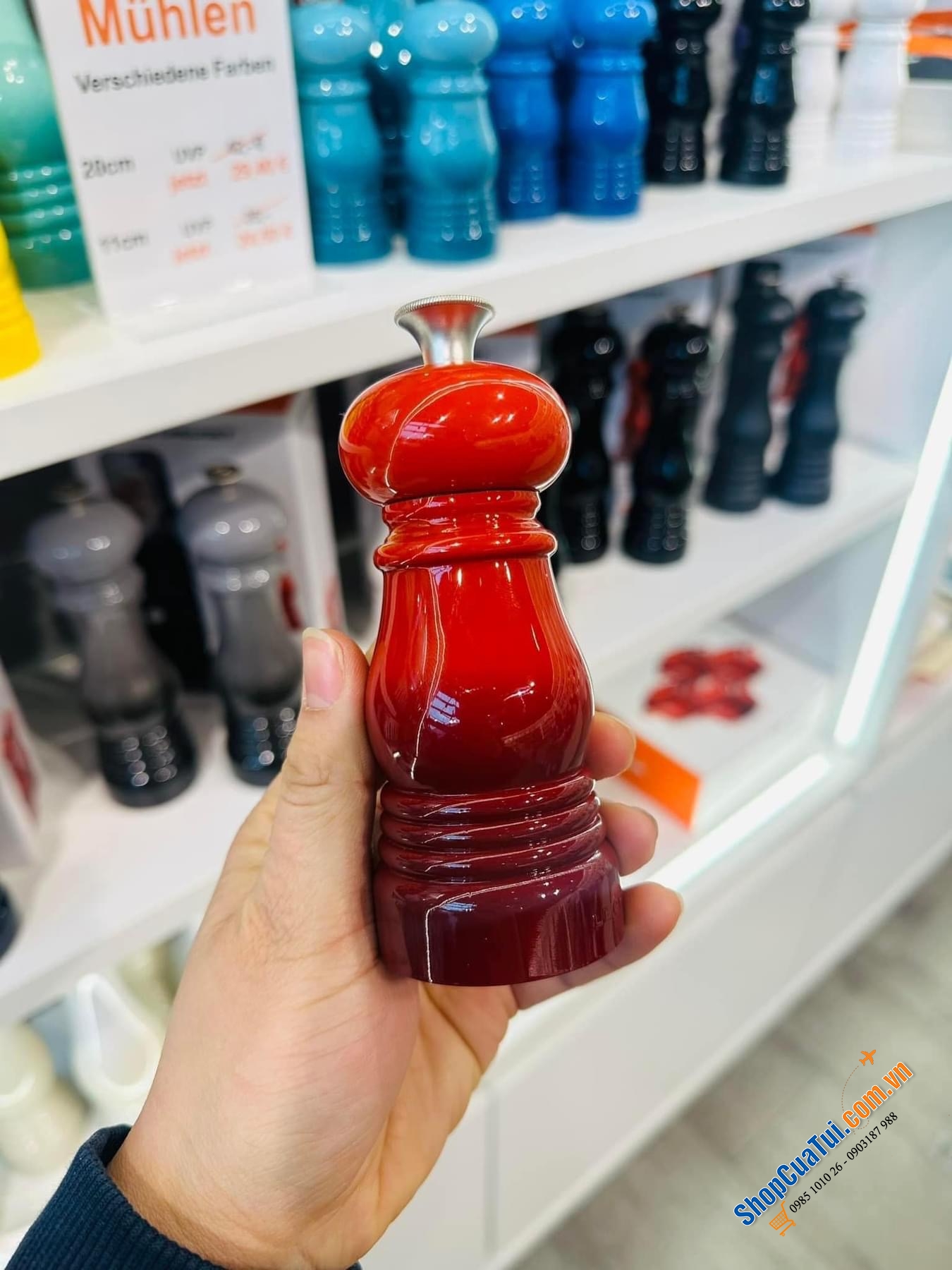 SET ĐÔI XAY MUỐI XAY TIÊU NHỎ LE CREUSET ( cam/ xanh lá/ hồng/ đỏ) - Set 2c xay muối tiêu Le Creuset Mini 12,5 cm