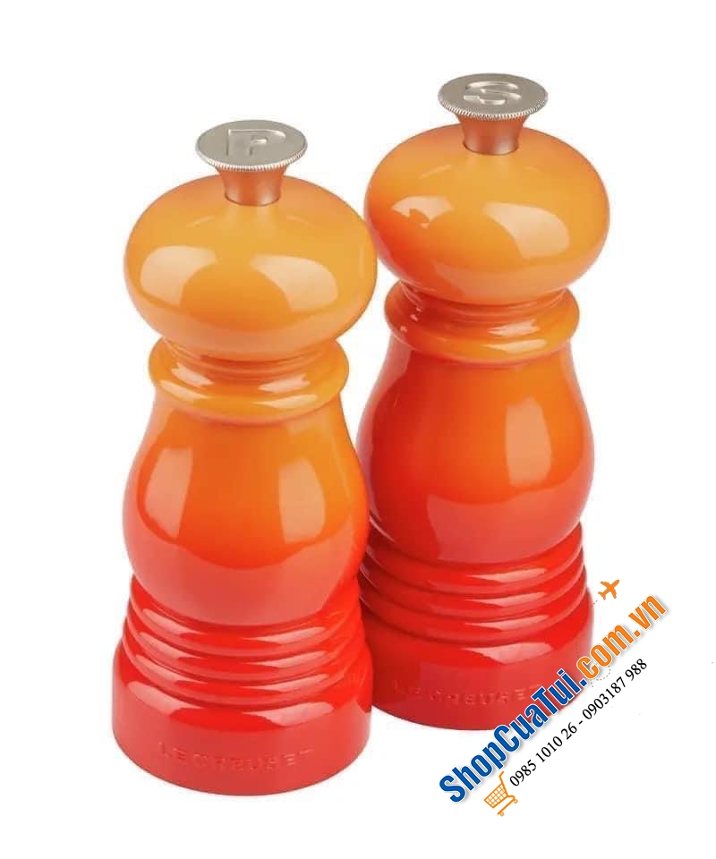 SET ĐÔI XAY MUỐI XAY TIÊU NHỎ LE CREUSET ( cam/ xanh lá/ hồng/ đỏ) - Set 2c xay muối tiêu Le Creuset Mini 12,5 cm
