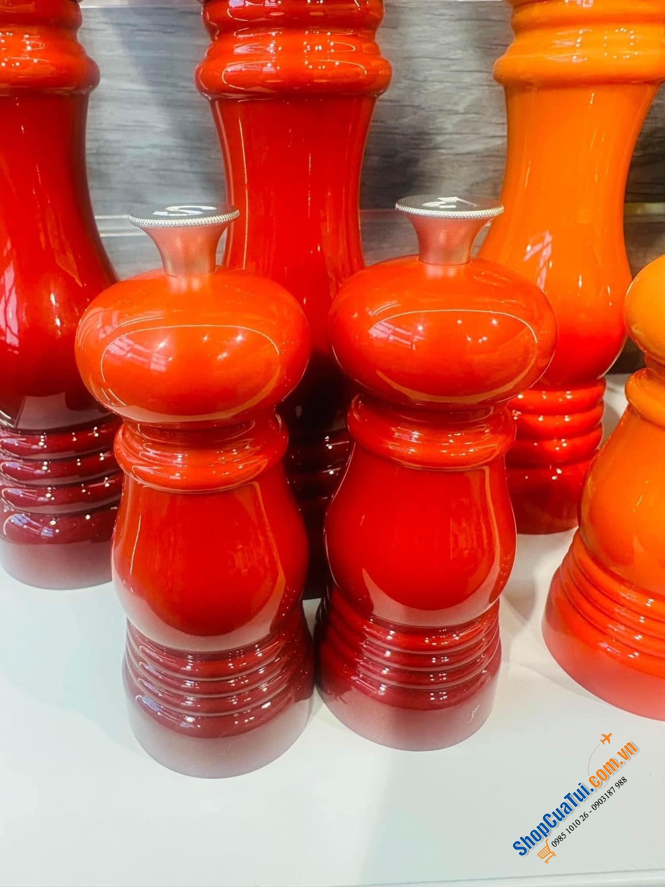 SET ĐÔI XAY MUỐI XAY TIÊU NHỎ LE CREUSET ( cam/ xanh lá/ hồng/ đỏ) - Set 2c xay muối tiêu Le Creuset Mini 12,5 cm