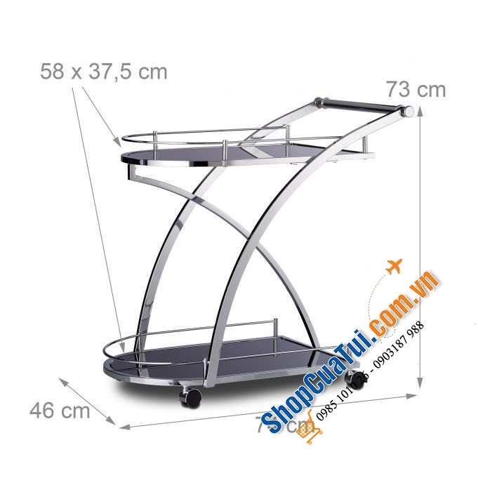 XE ĐẨY BAR CART RELAXDAYS - sắp xếp các món hoặc đồ uống một cách sang trọng và hấp dẫn về mặt thị giác, tiện di chuyển