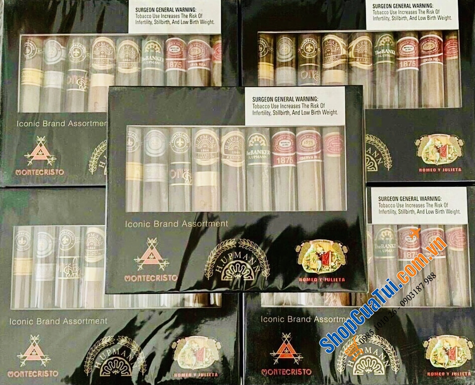 Bộ sưu tập xì gà Cigar  Sample 9 điếu của 3 thương hiệu lớn: Romeo Y Julieta, H.Upman, & Montecristo - 9 Vị ngon đẹp mắt, khác lạ, đặc trưng của những thương hiệu đình đám nhất