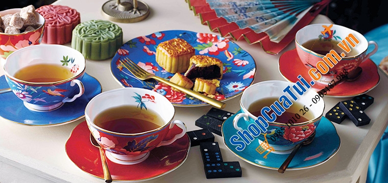 Set 4 Đĩa ăn salat, bánh ngọt WEDGWOOD 20cm - Bộ sưu tập hoa thược dược Paeonia Blush