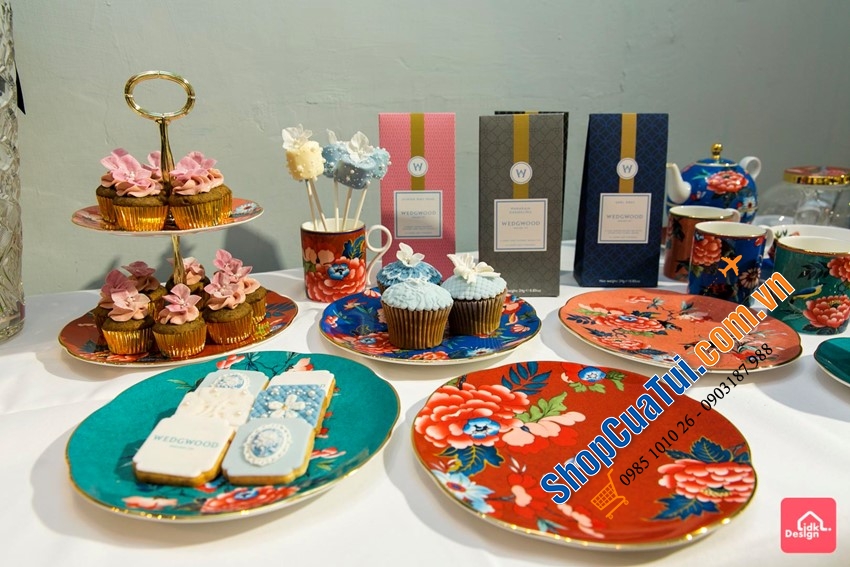 Set 4 Đĩa ăn salat, bánh ngọt WEDGWOOD 20cm - Bộ sưu tập hoa thược dược Paeonia Blush