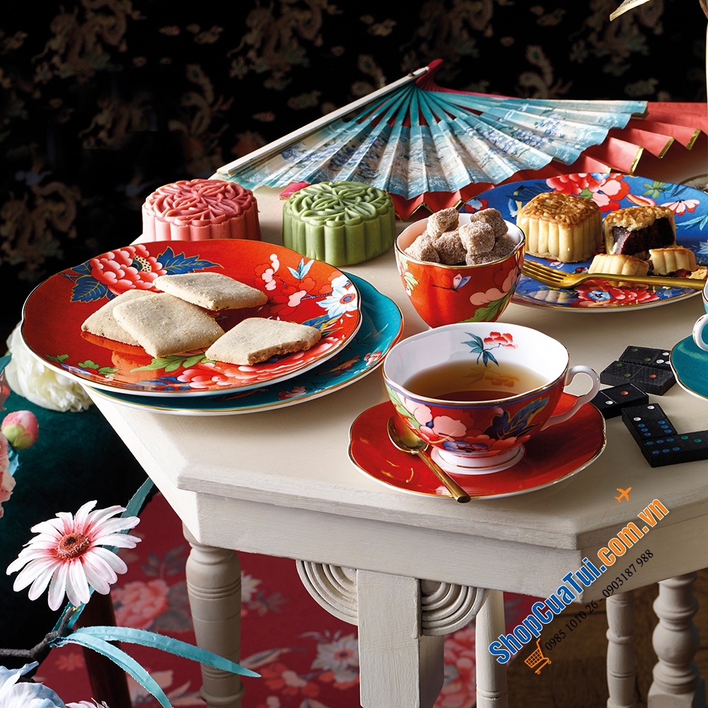 Set 4 Đĩa ăn salat, bánh ngọt WEDGWOOD 20cm - Bộ sưu tập hoa thược dược Paeonia Blush