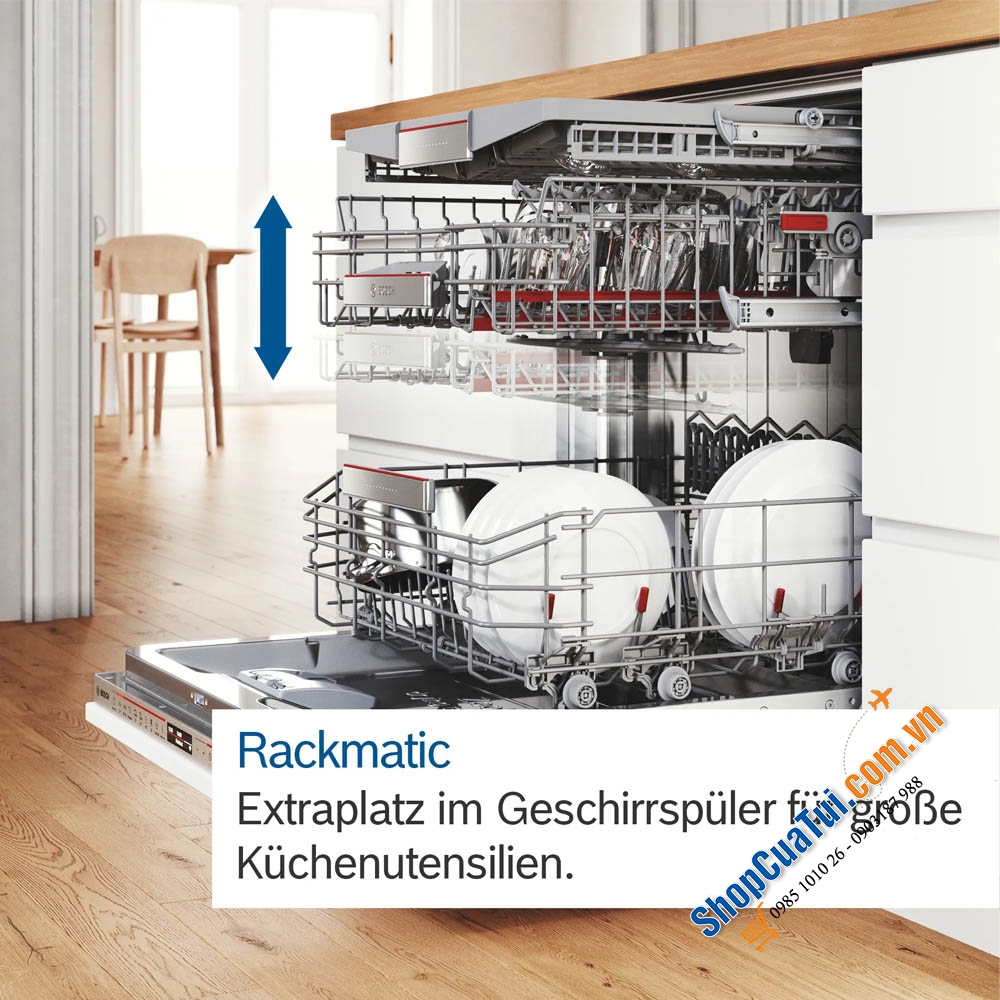 Máy Rửa Bát Âm tủ Bosch SMI6ZCS00E seri 6 với công suất rửa 14 bộ bát đũa Châu Âu, gồm 6 chương trình rửa cơ bản, tiết kiệm năng lượng