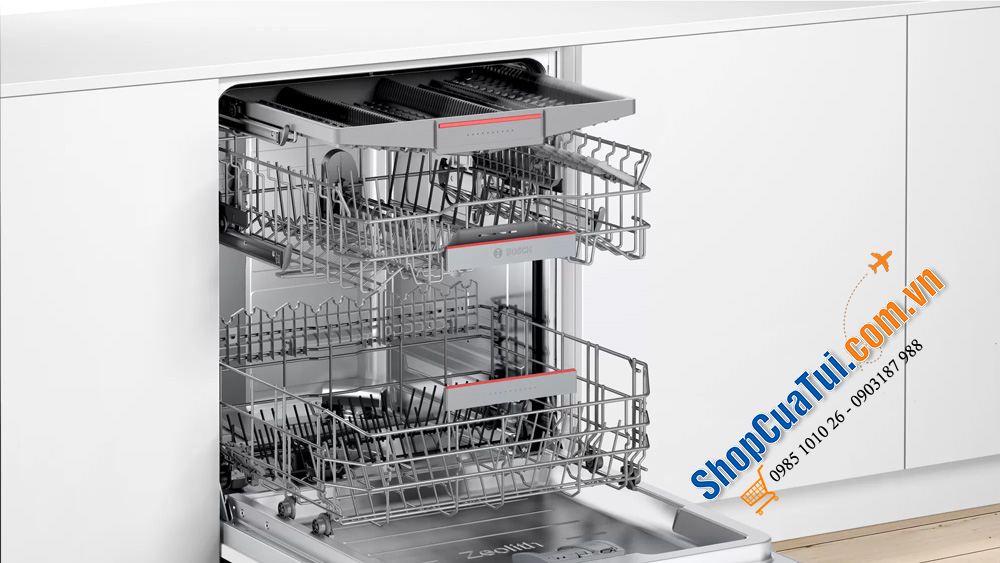 Máy Rửa Bát Âm tủ Bosch SMI6ZCS00E seri 6 với công suất rửa 14 bộ bát đũa Châu Âu, gồm 6 chương trình rửa cơ bản, tiết kiệm năng lượng