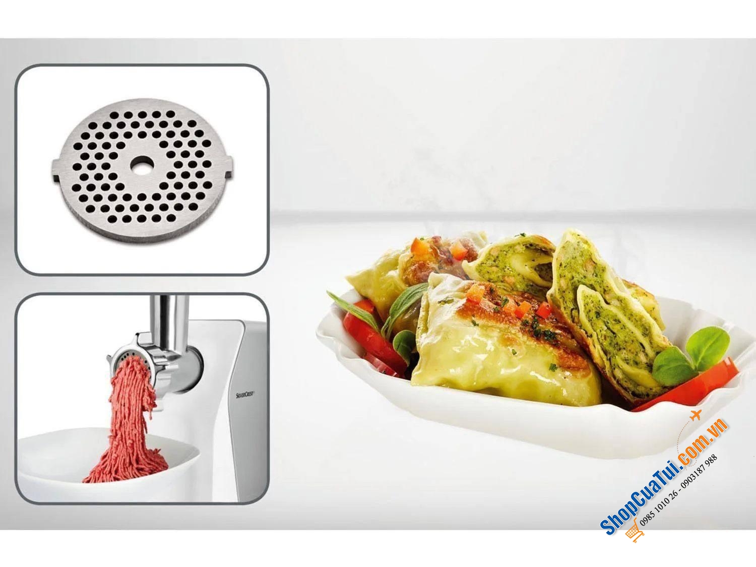 Máy xay thịt, làm xúc xích, ép bánh quy,... đa năng Silvercrest