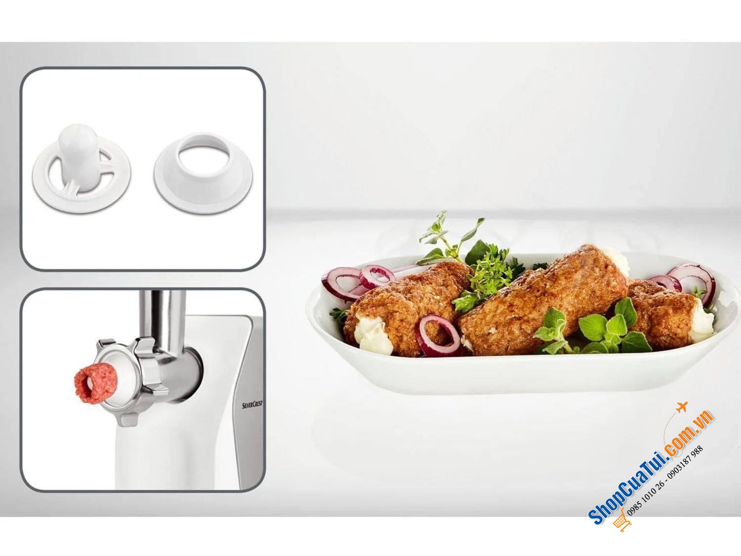 Máy xay thịt, làm xúc xích, ép bánh quy,... đa năng Silvercrest