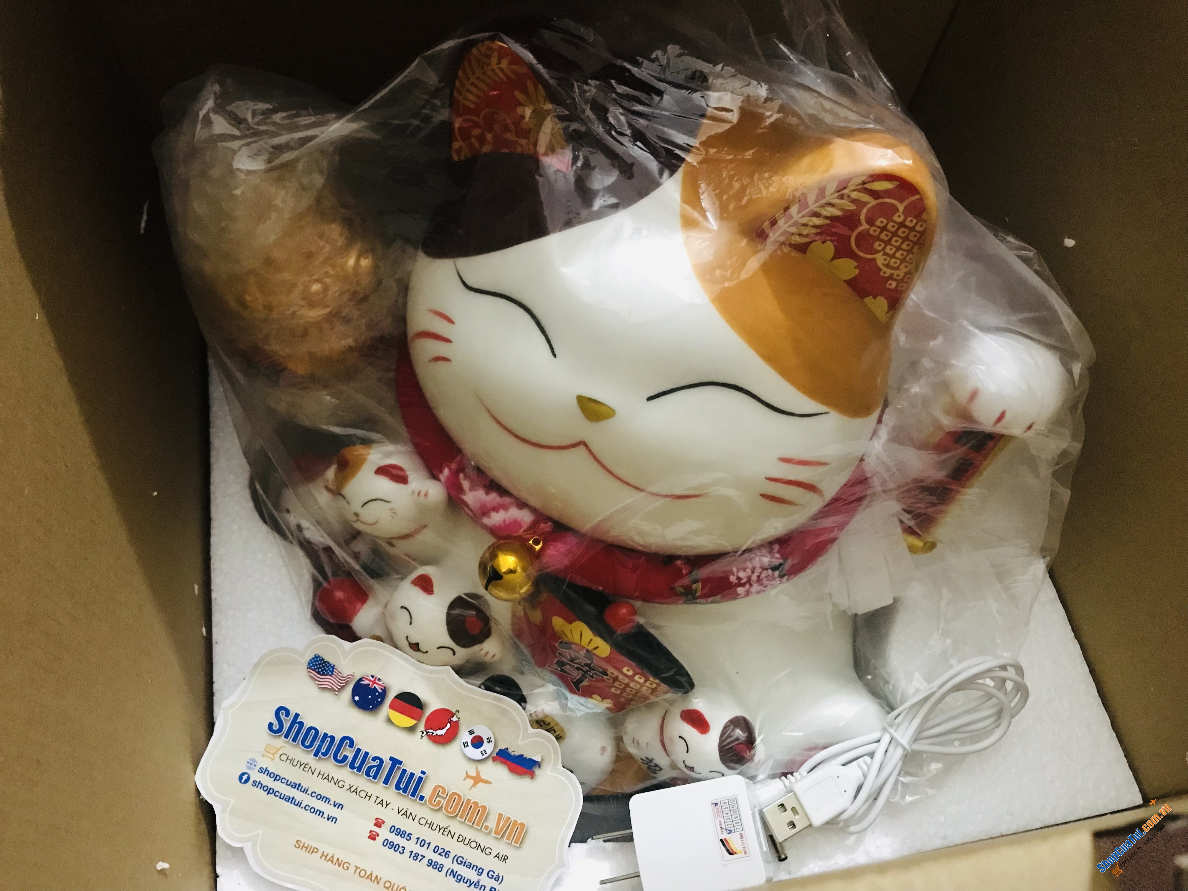 28cm - Mèo vẫy tay thần tài Nhật bản Maneki-neko - Kinh Doanh Đắc Lợi, Hạnh phúc sung túc 28cm - mèo thần tài 28cm quá đẹp cả về thần thái và thiết kế