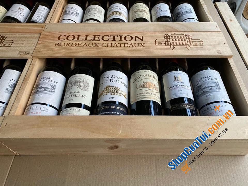 Set 6 chai 6 loại 375ml - Bộ sưu tập rượu vang Bordeaux hảo hạng - Made in France (Mua tại thị trường Đức)