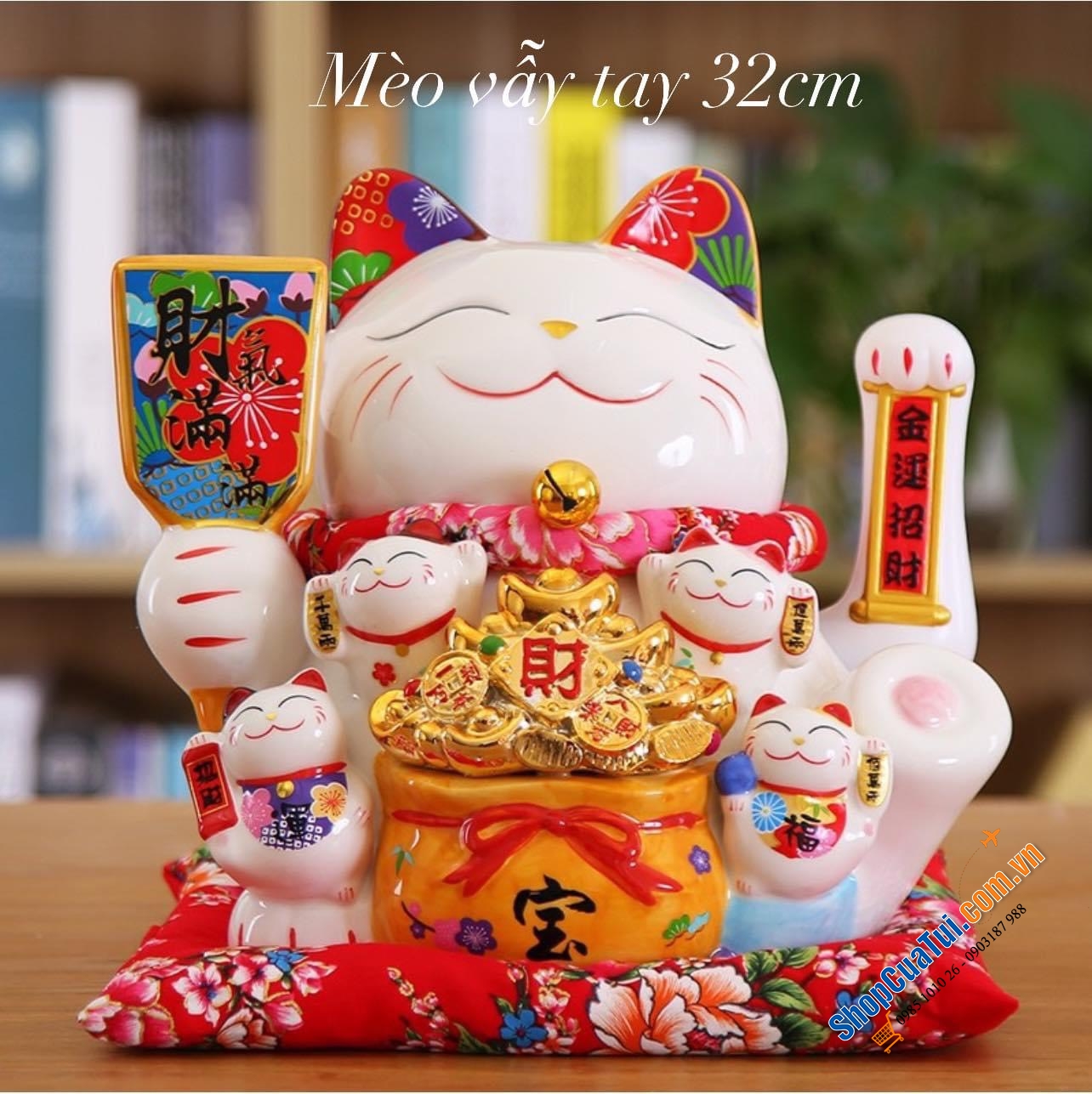 Mèo vẫy tay thần tài Nhật bản Maneki-neko - Kinh Doanh Đắc Lợi, Hạnh phúc sung túc 32 cm - mèo thần tài 32 cm quá đẹp cả về thần thái và thiết kế