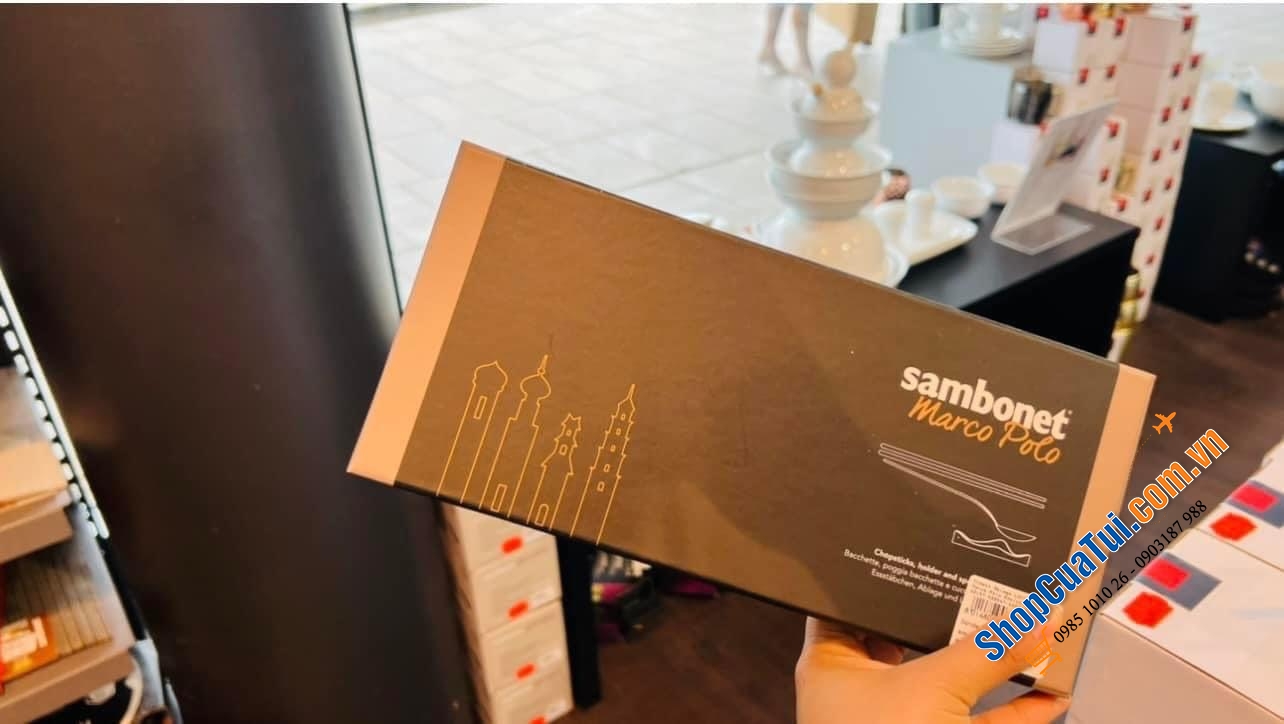 SET ĐŨA ĂN KÈM THÌA VÀ GÁC ĐŨA SAMBONET - Made in Italy - gồm: 1 đôi đũa, 1 thìa , 1 gác đũa