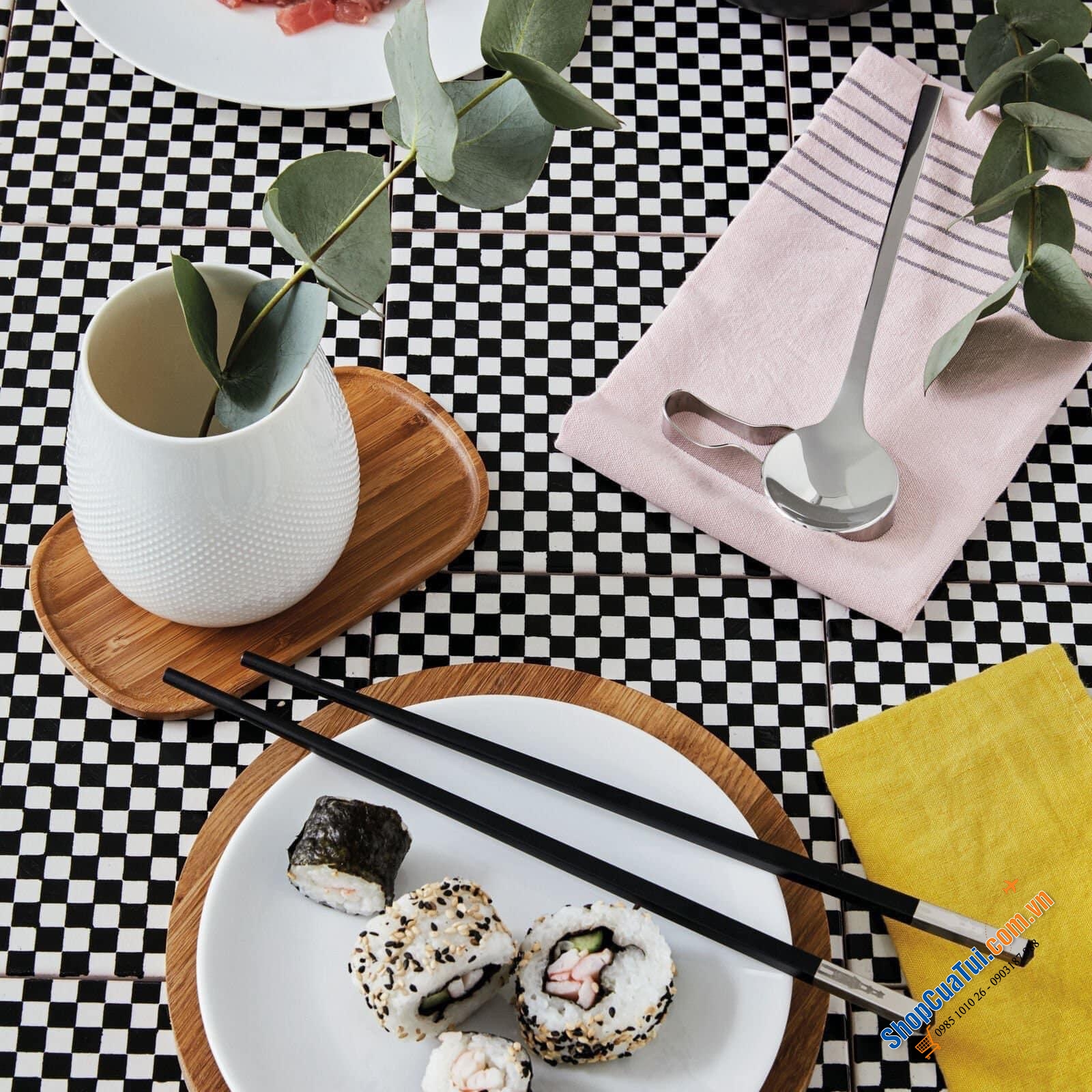 SET ĐŨA ĂN KÈM THÌA VÀ GÁC ĐŨA SAMBONET - Made in Italy - gồm: 1 đôi đũa, 1 thìa , 1 gác đũa