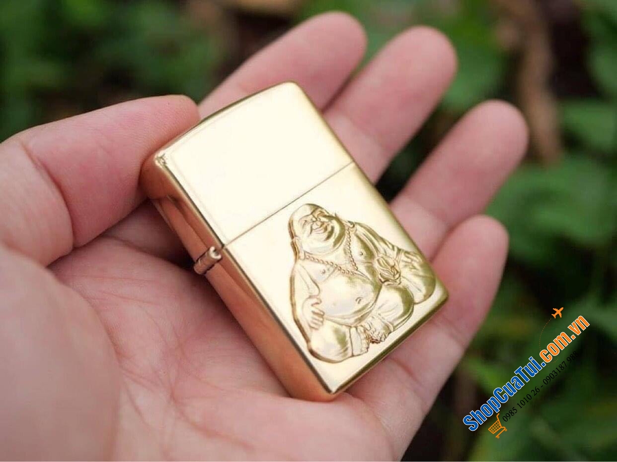 Bật lửa zippo thần tài - made in USA - Zippo Ông địa cười biểu tượng sung túc và an lạc