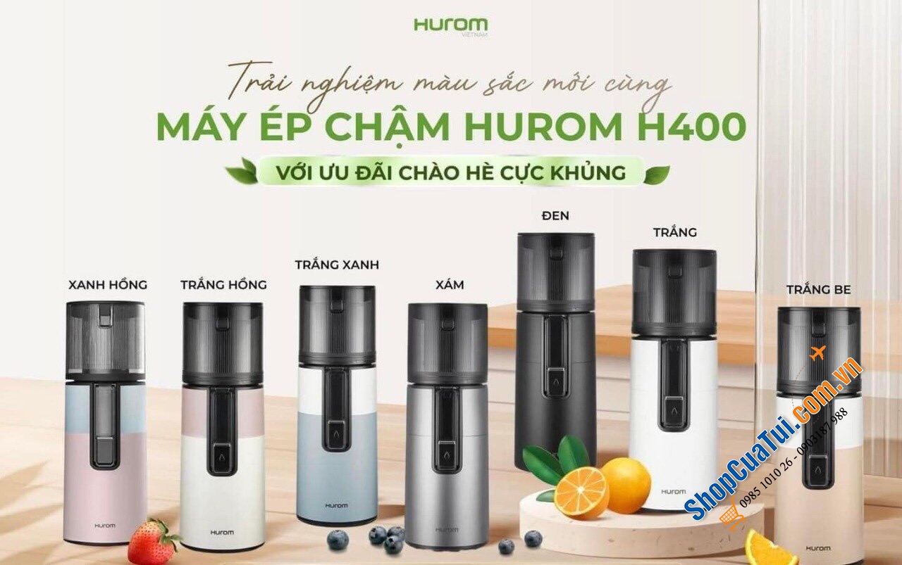 MÁY ÉP CHẬM HUROM H400 cho nước ép đậm đà hơn, trong hơn với phương pháp ly tâm giữ nguyên các  dưỡng chất tự nhiên