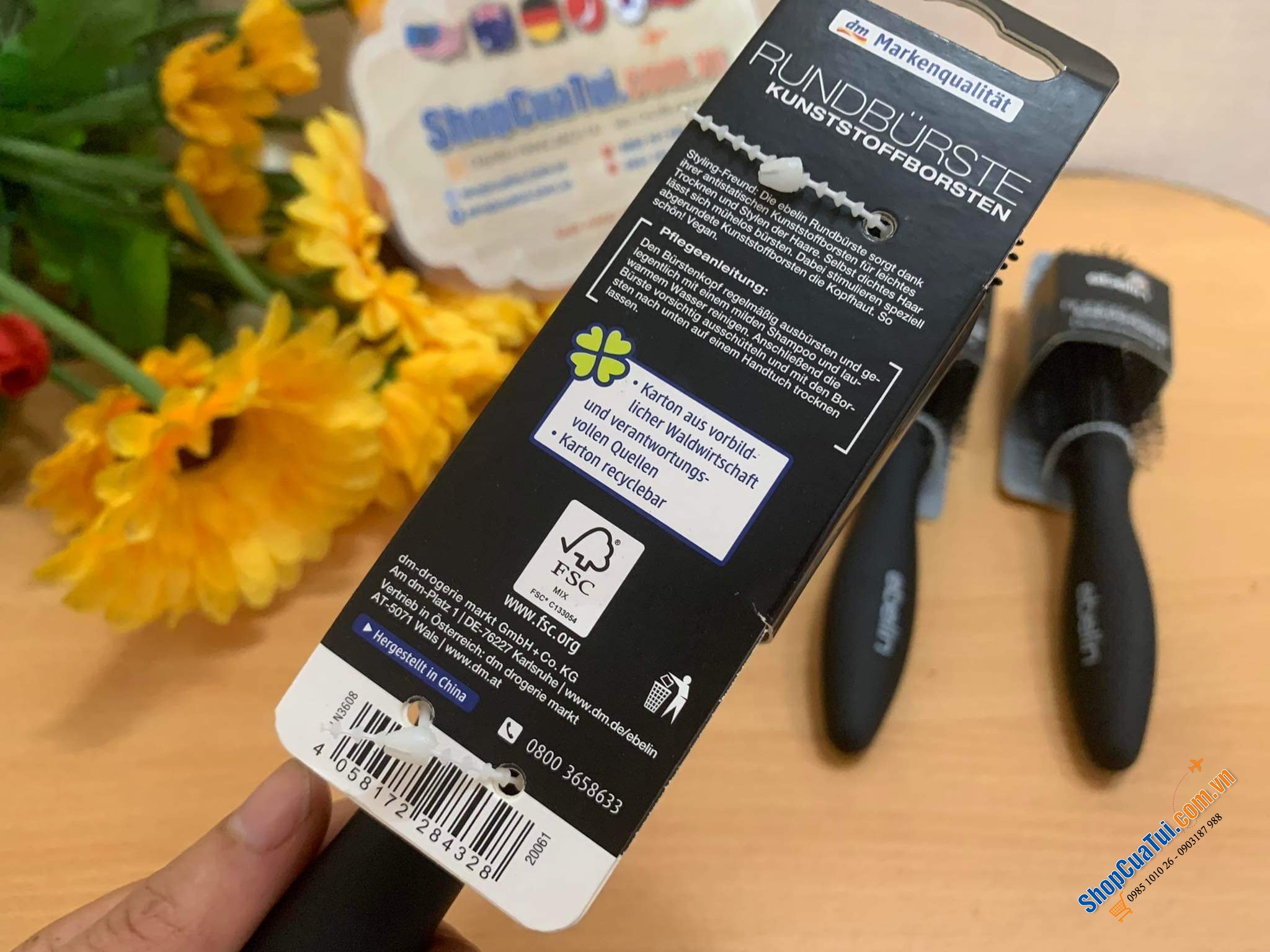 LƯỢC TRÒN SẤY TÓC TẠO KIỂU EBELIN RUNDBÜRSTE, hạn chế rụng tóc tối thiểu