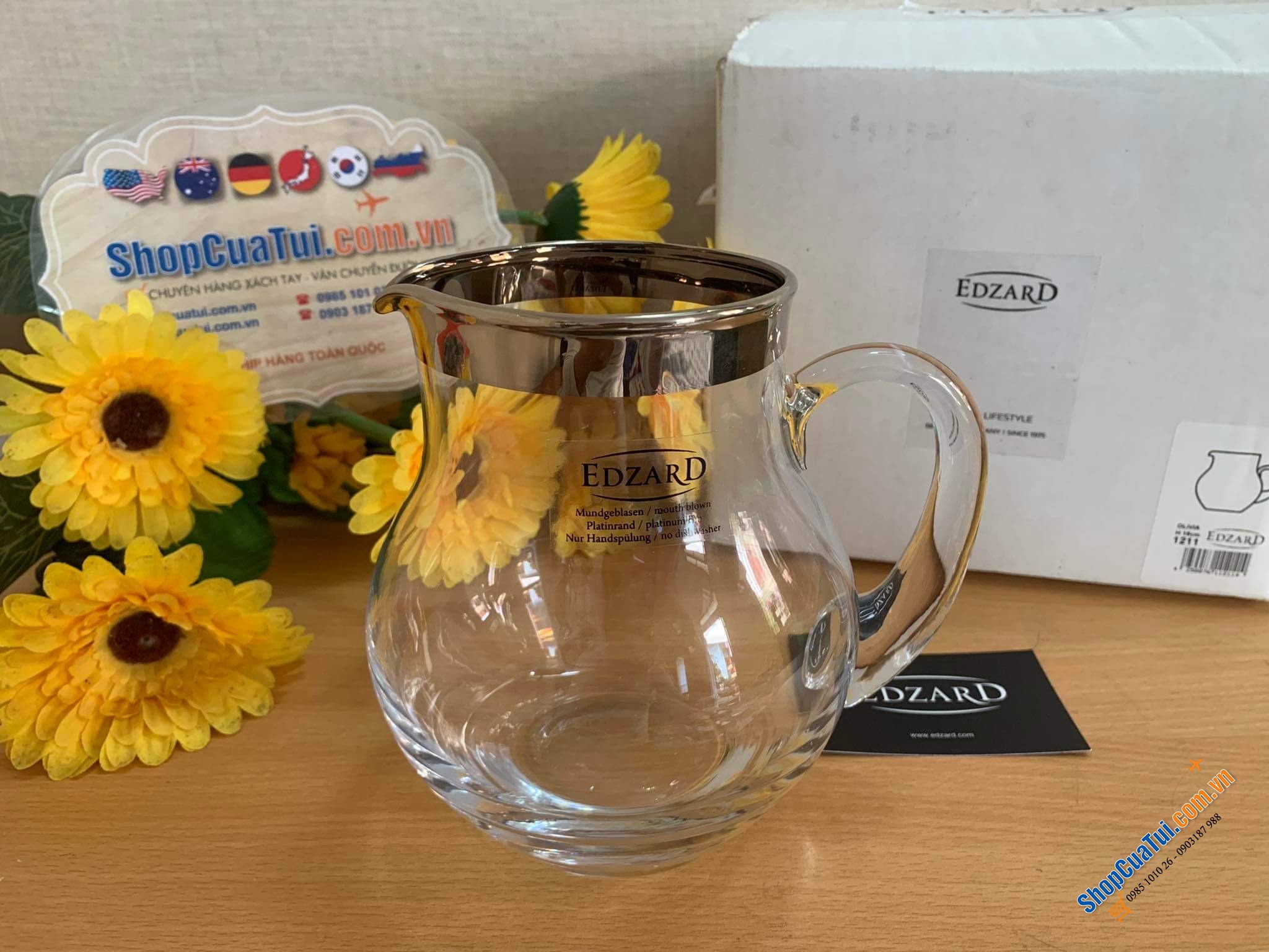 Bình đựng nước pha lê Edzard Olivia size 1 Lít