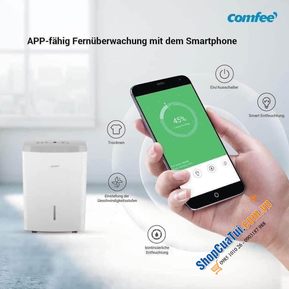 Hút ẩm comfee MDDP-50DEN7 công suất 50L - HÚT ẨM LỰC SĨ - HÚT SIÊU KHỎE với công suất 775 Watt phù hợp cho phòng diện tích lên đến 100m²