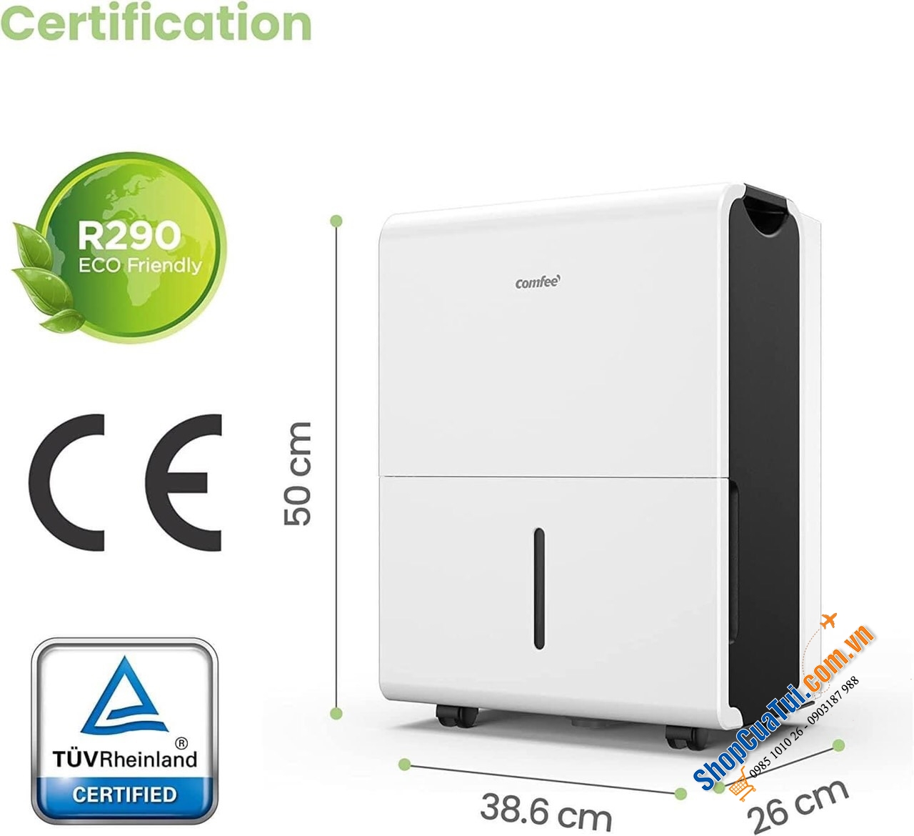 Hút ẩm comfee MDDP-50DEN7 công suất 50L - HÚT ẨM LỰC SĨ - HÚT SIÊU KHỎE với công suất 775 Watt phù hợp cho phòng diện tích lên đến 100m²