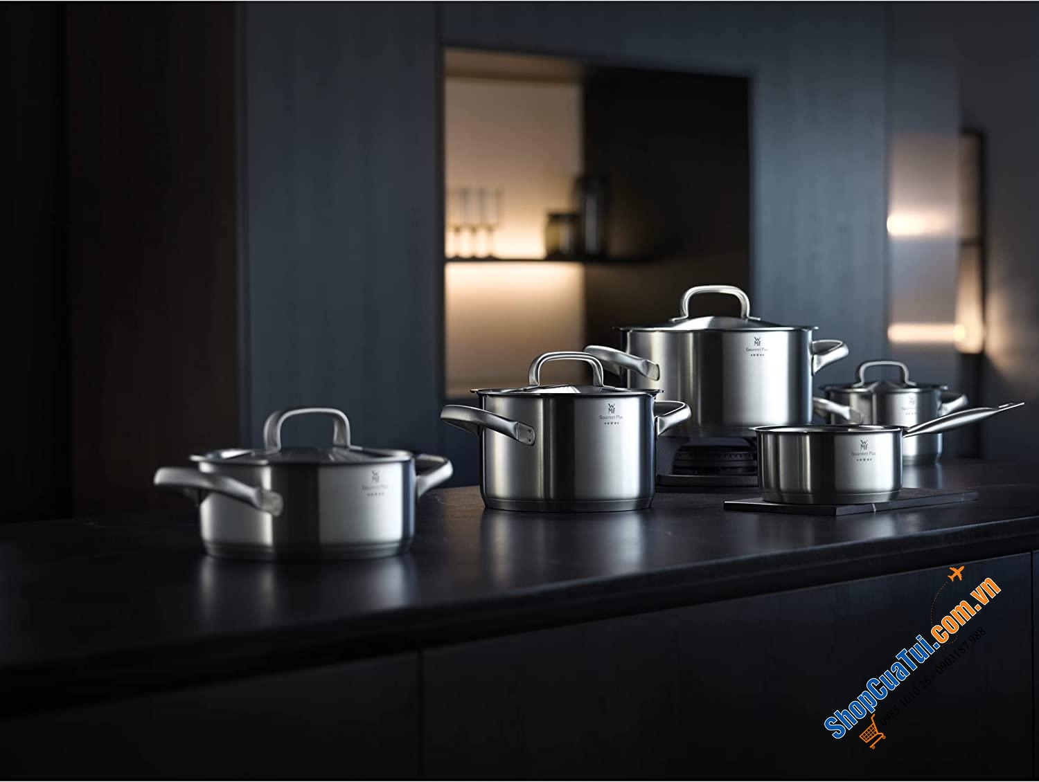 Bộ Nồi WMF Gourmet Plus 5 Món - mua lần dùng mãi mãi - WMF Topf-Set Gourmet Plus 5tlg, Made in Germany