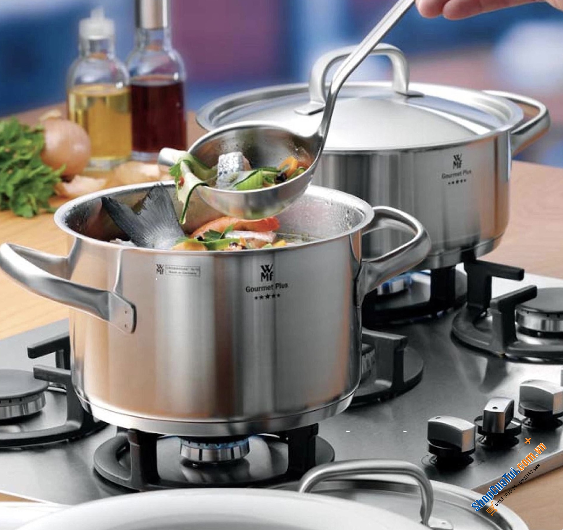 Bộ Nồi WMF Gourmet Plus 5 Món - mua lần dùng mãi mãi - WMF Topf-Set Gourmet Plus 5tlg, Made in Germany