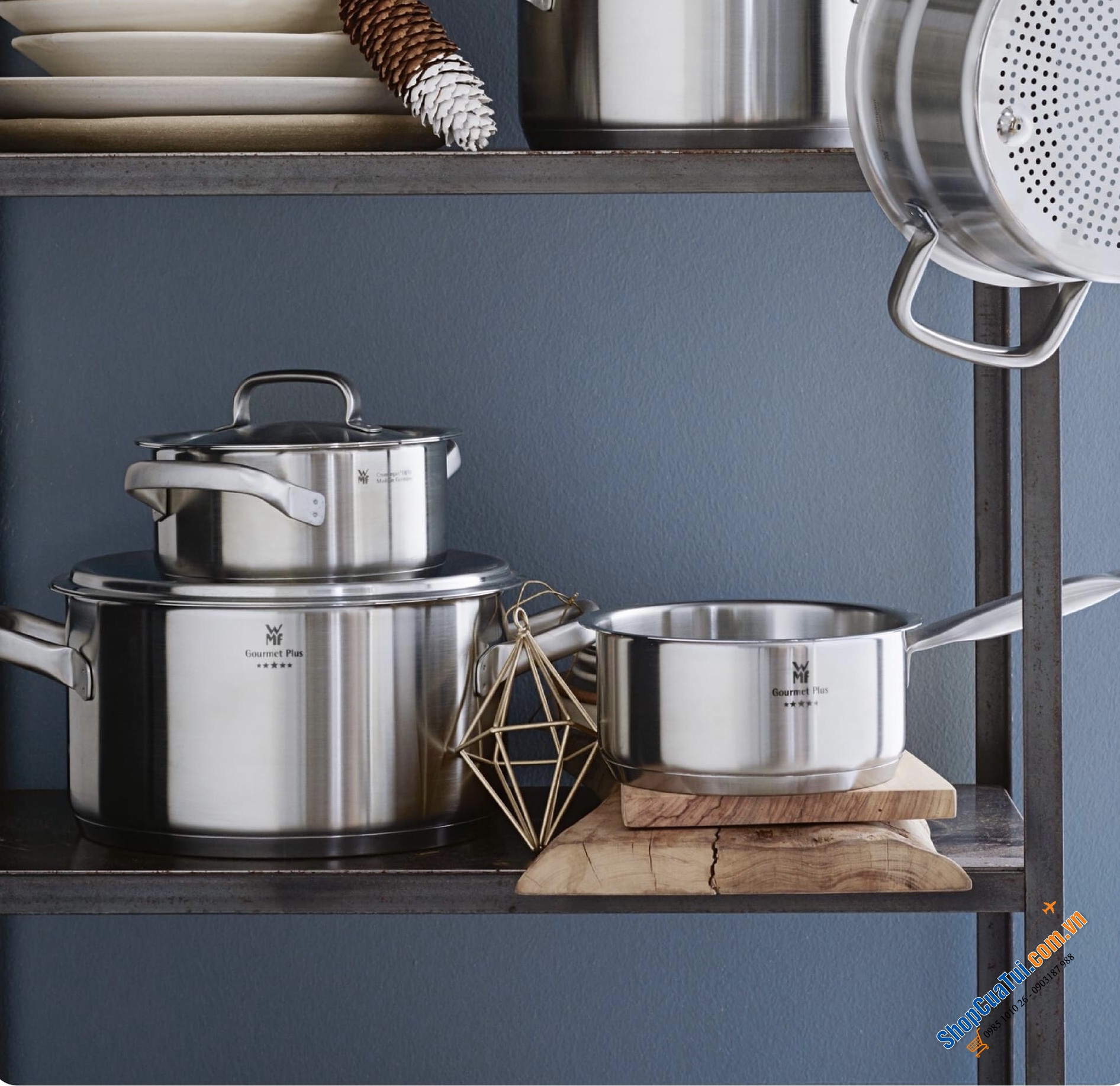 Bộ Nồi WMF Gourmet Plus 5 Món - mua lần dùng mãi mãi - WMF Topf-Set Gourmet Plus 5tlg, Made in Germany