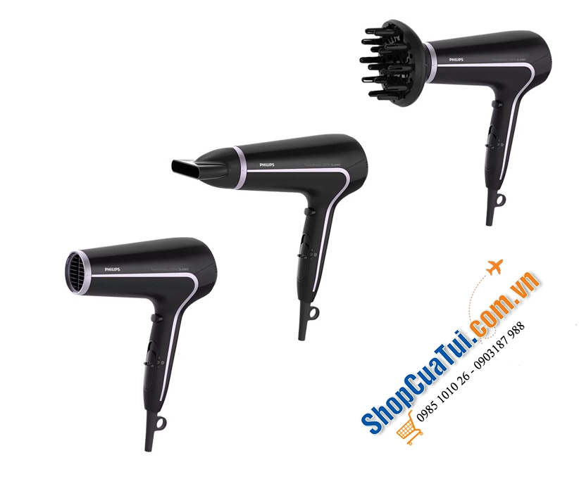 MÁY SẤY TÓC PHILIPS BHD170/40 - kết hợp ion tích điện âm gấp 2 lần so với các máy sấy tóc khác giúp tóc khô và vào nếp mà vẫn giữ được độ bóng, không hư hại tóc