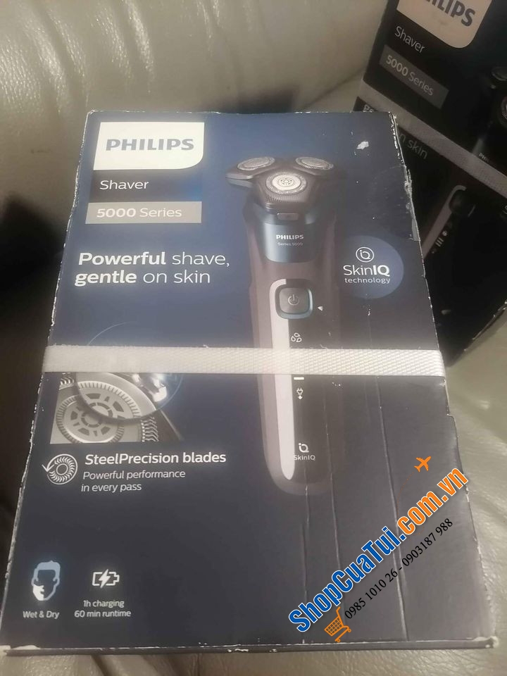 TRỌN BỘ 3 in 1: MÁY CẠO RÂU PHILIPS SR5 - Philips S5586/66 Series 5000 SkinIQ- XỊN SÒ + KÈM ĐỐC VỆ SINH + KÈM TỈA LÔNG MŨI, LÔNG TAI