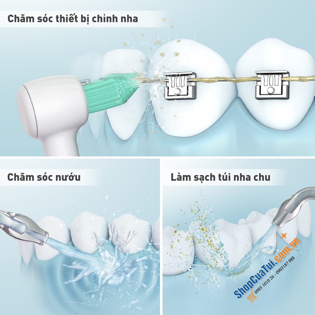 MÁY TĂM NƯỚC PANASONIC EW1611 với 10 áp lực nước + 2 đầu tăm phun, được khuyến khích đặc biệt cho những người chỉnh hình răng miệng, niềng răng, viêm nướu, lợi, răng mọc chệch...