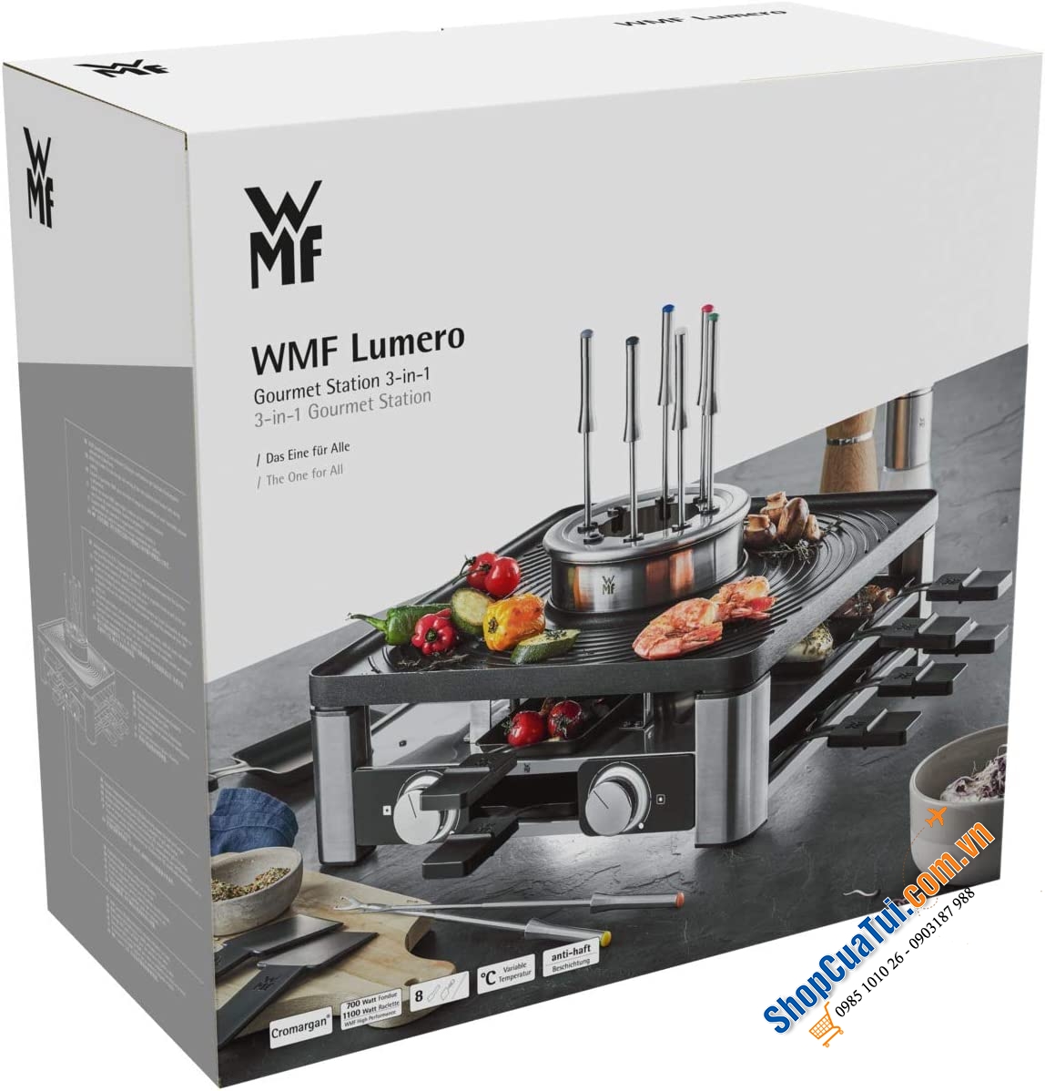 Model mới: Bếp nướng kiêm lẩu WMF Lumero  Gourmet Station đa năng 3in1 1800W