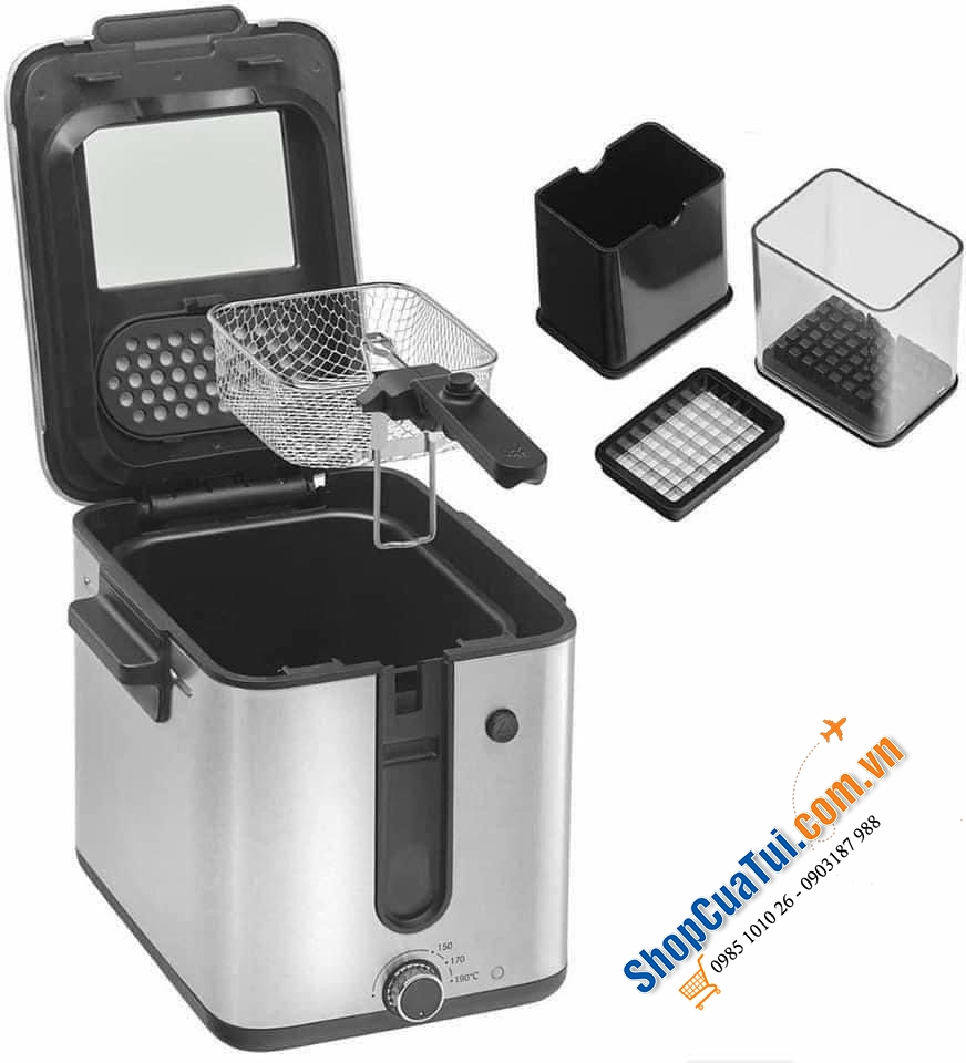 Nồi chiên ngập dầu WMF Küchenminis Mini Fryer Công suất 1000W, dung tích 1 lít, tặng kèm dụng cụ cắt khoai tây