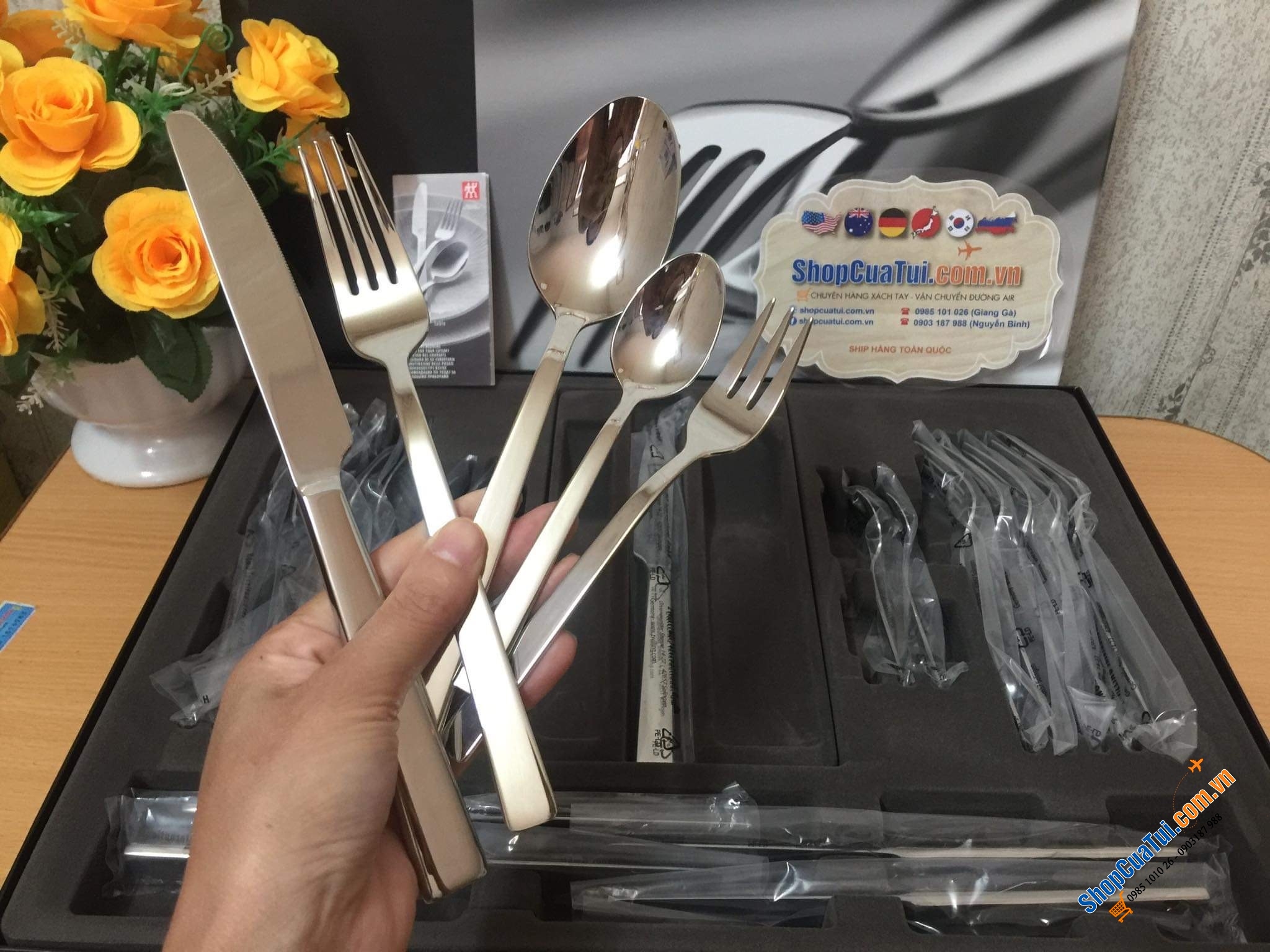 Set dao thìa dĩa Zwilling King 60 món sáng bóng, tinh xảo, sang trọng, bền đẹp