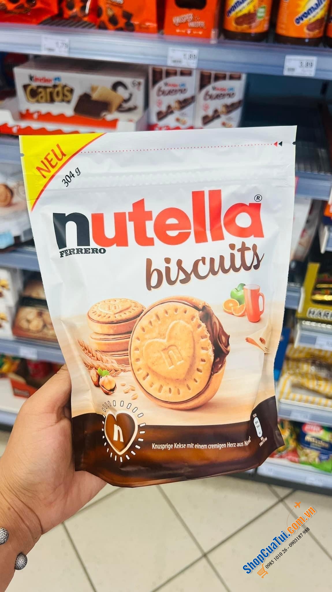 BÁNH QUY GIÒN NHÂN SÔ CÔ LA BISCUITS NUTELLA FERRERO 304g