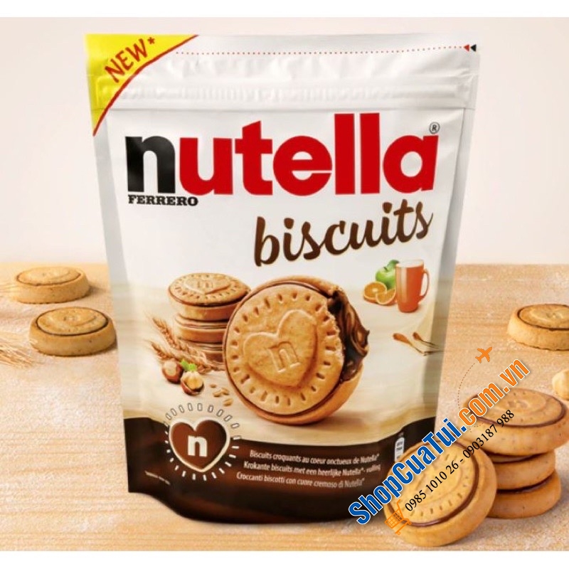 BÁNH QUY GIÒN NHÂN SÔ CÔ LA BISCUITS NUTELLA FERRERO 304g