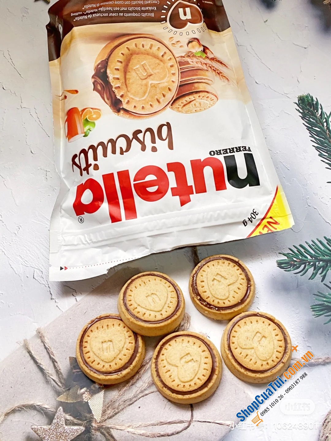 BÁNH QUY GIÒN NHÂN SÔ CÔ LA BISCUITS NUTELLA FERRERO 304g