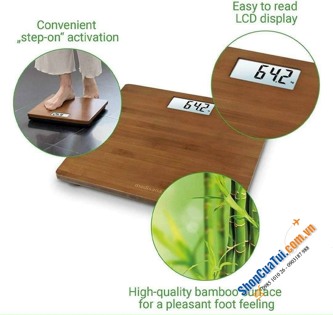 CÂN SỨC KHOẺ MEDISANA 40548 PS 450 Bambus Personal Scale VE 4